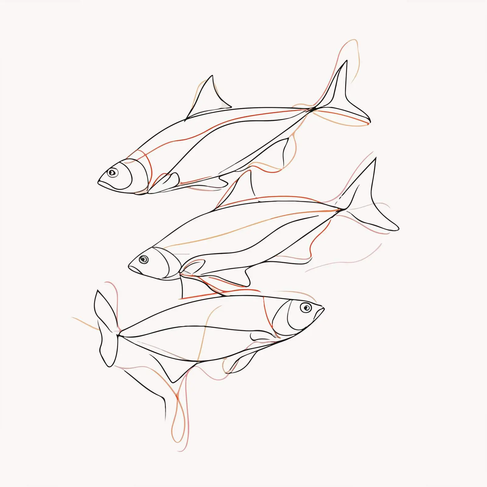 Fish Swimming Line Art Illustration — free download from Dotvec