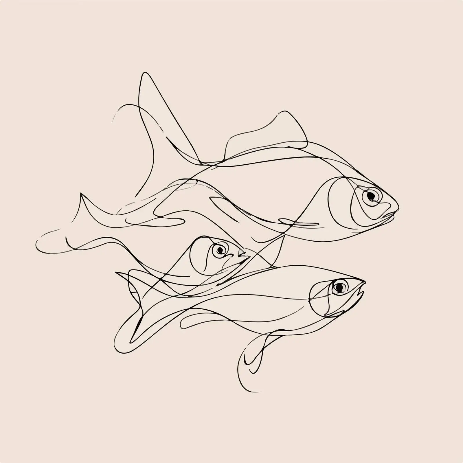 Minimal Fish Line Art Swim Design — free download from Dotvec