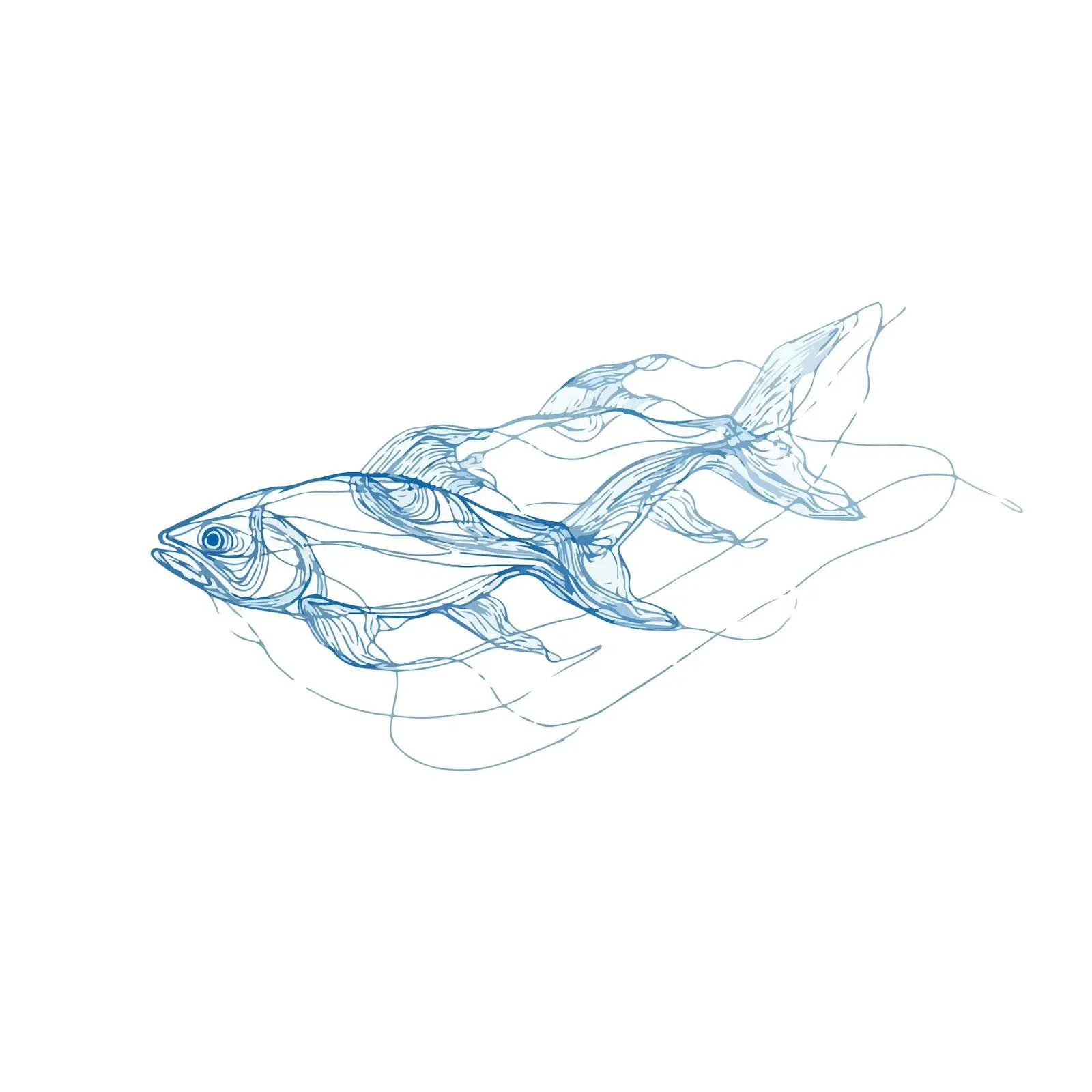 Elegant Fish Line Art Illustration — free download from Dotvec