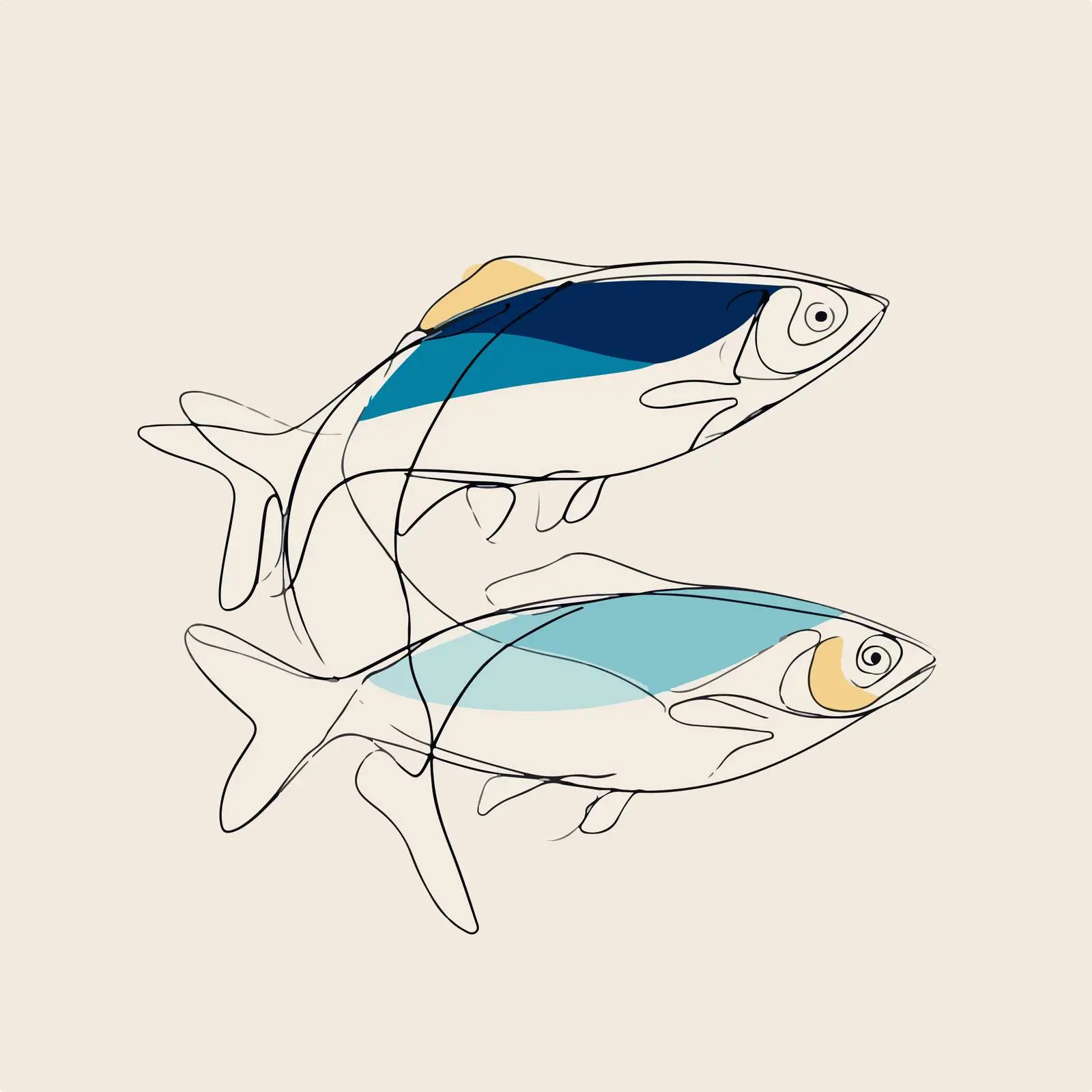 Minimal Fish Line Art — free download from Dotvec
