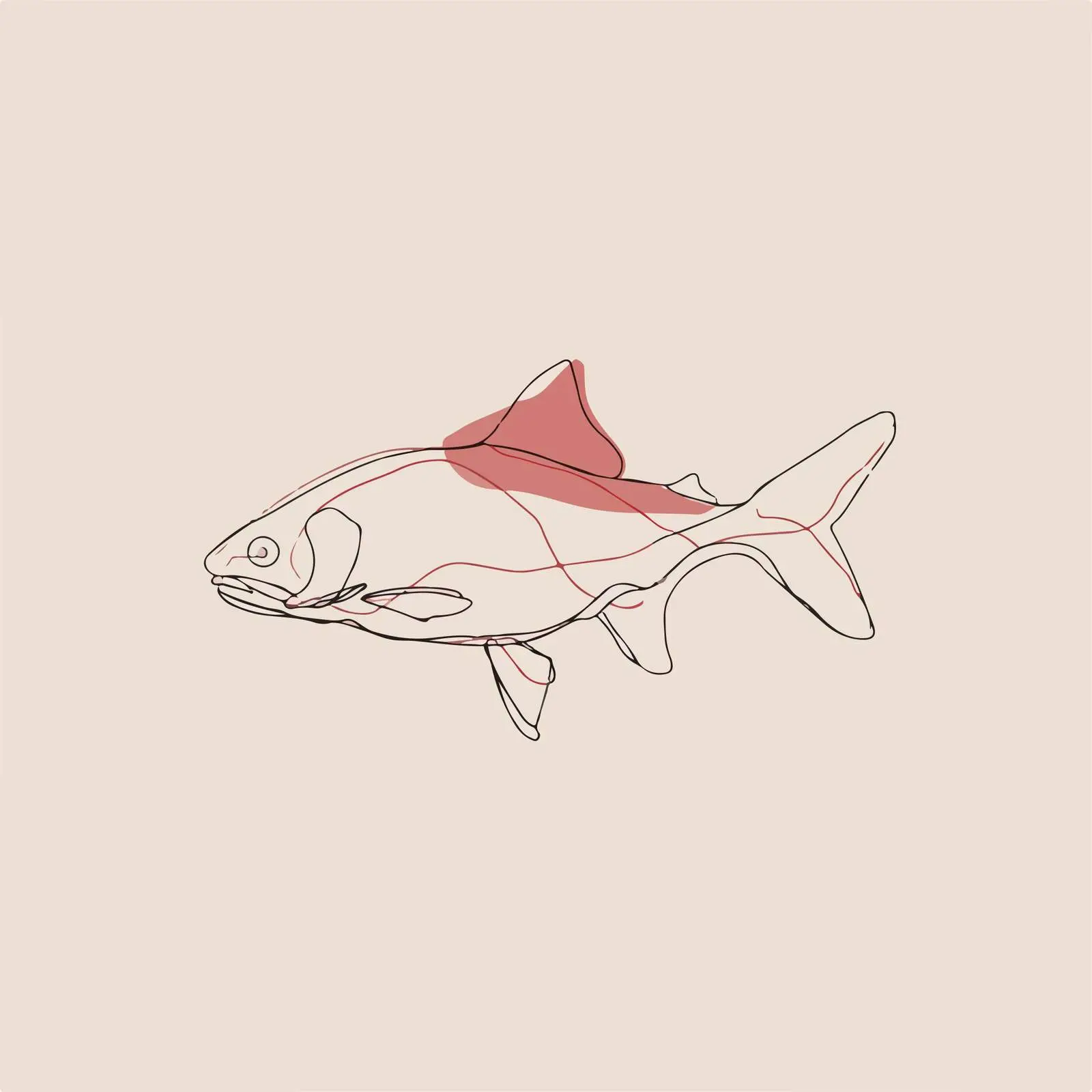 Minimal Fish Line Art Swimming — free download from Dotvec