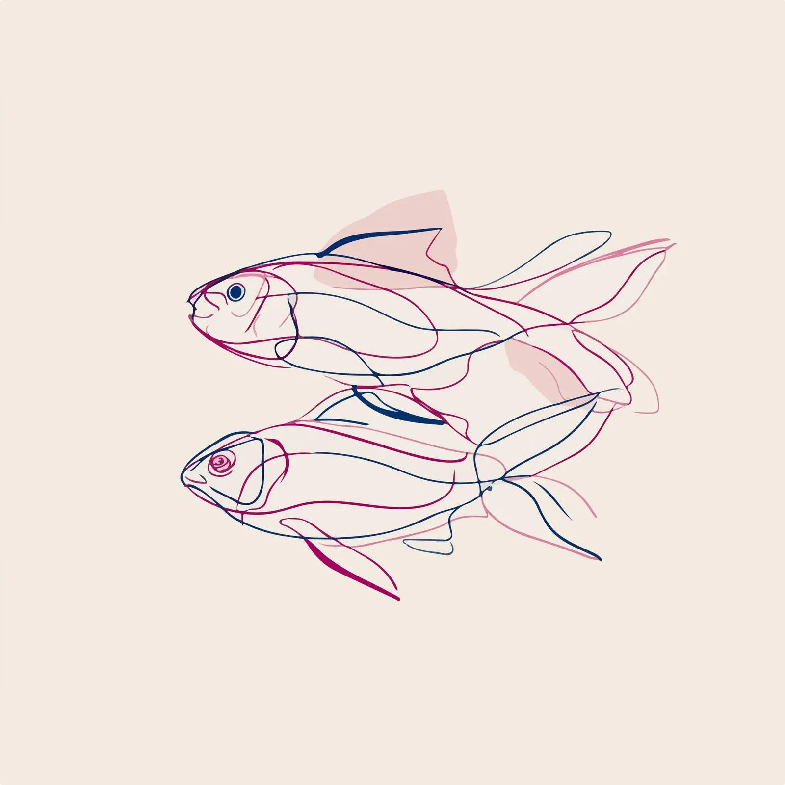 Minimal Fish Line Art Swim — free download from Dotvec