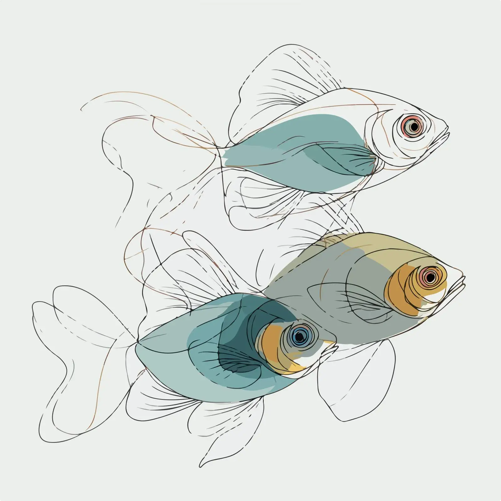 Abstract Fish Line Art Illustration — free download from Dotvec