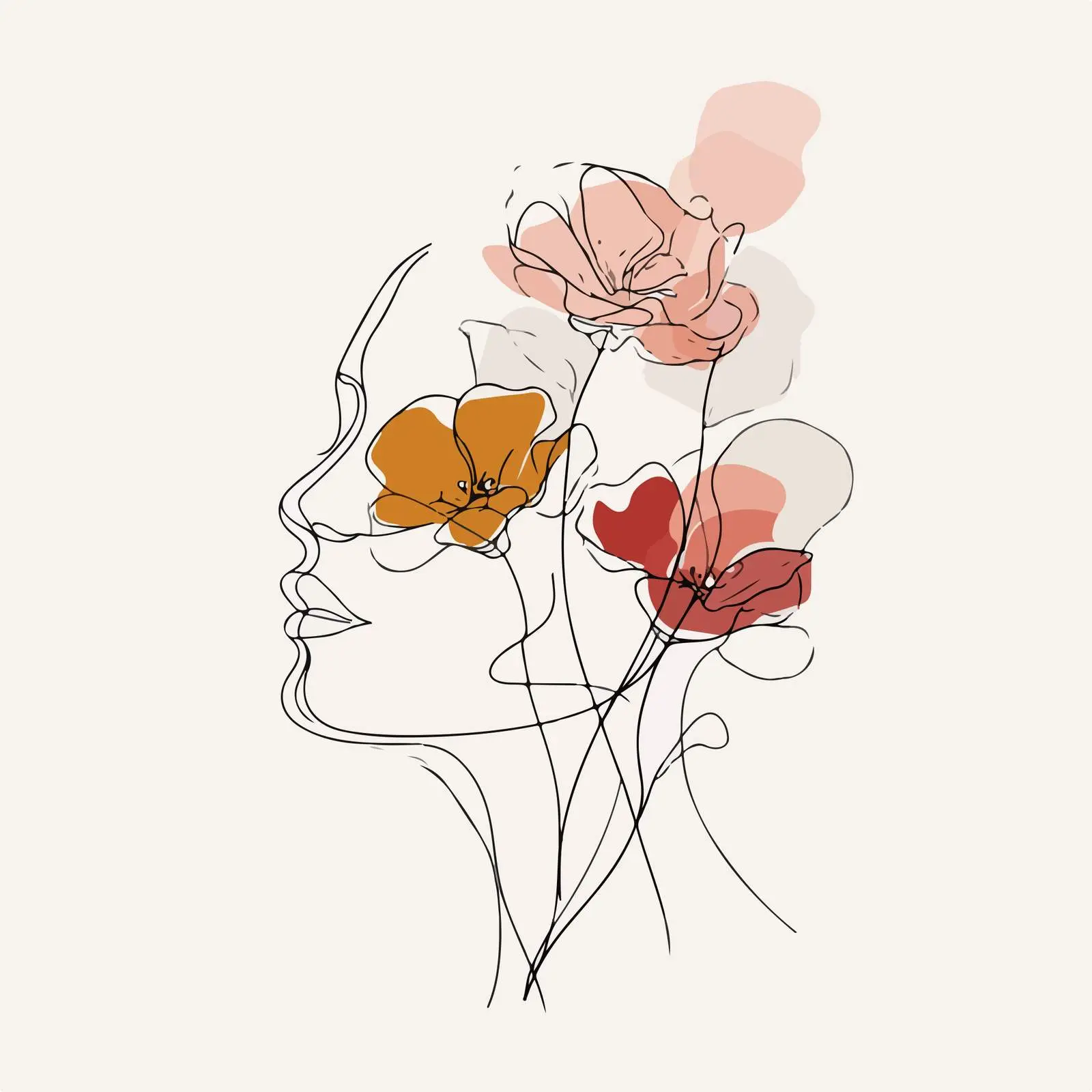 Elegant Floral Line Art Portrait — free download from Dotvec