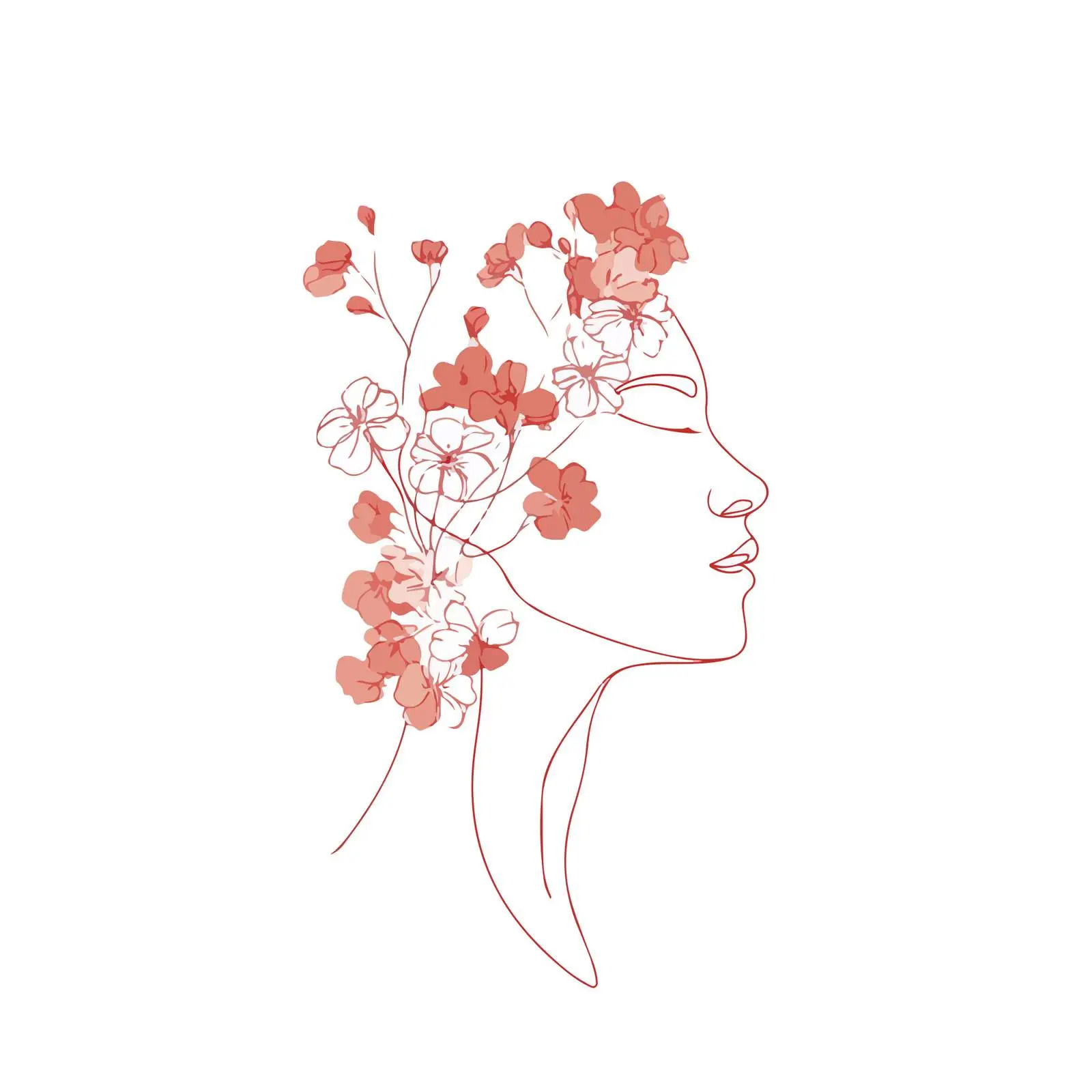 Minimal Flower Head Line Art — free download from Dotvec