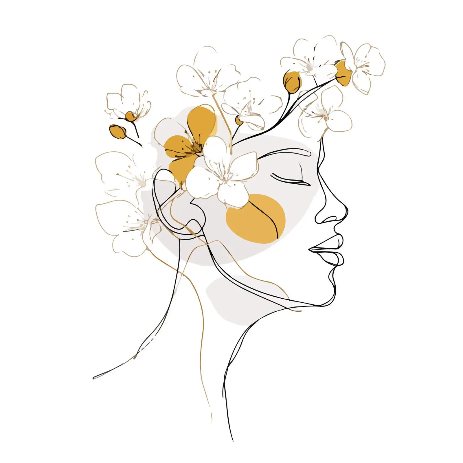 Minimal Flower Head Line Art — free download from Dotvec