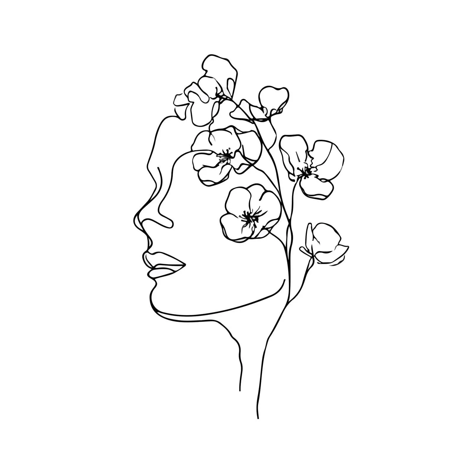 Elegant Floral Line Art Portrait — free download from Dotvec