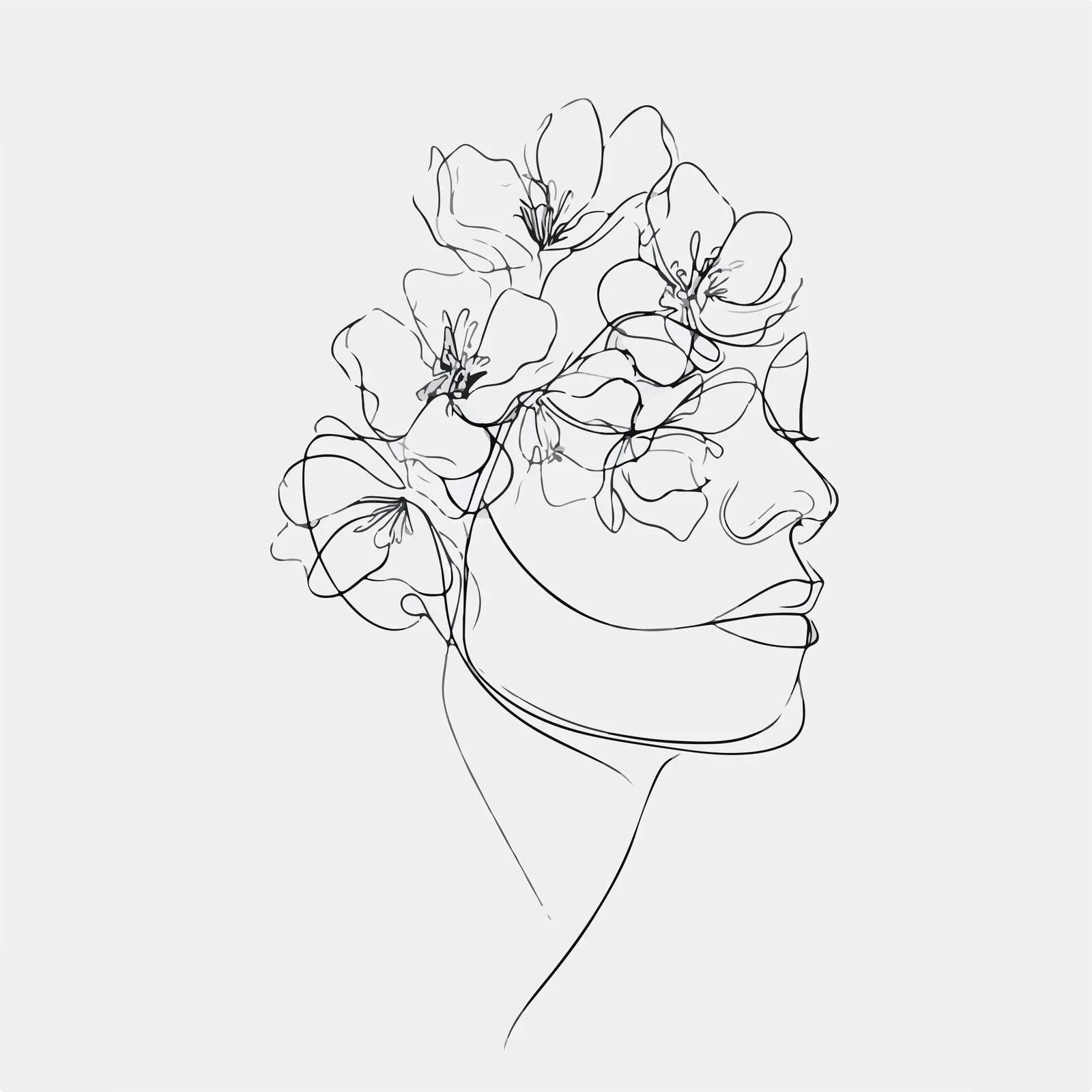 Elegant Floral Line Art Portrait — free download from Dotvec