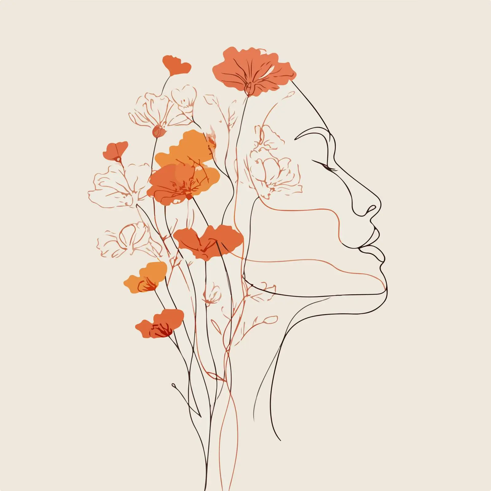 Continuous Line Art with Blooming Flowers — free download from Dotvec