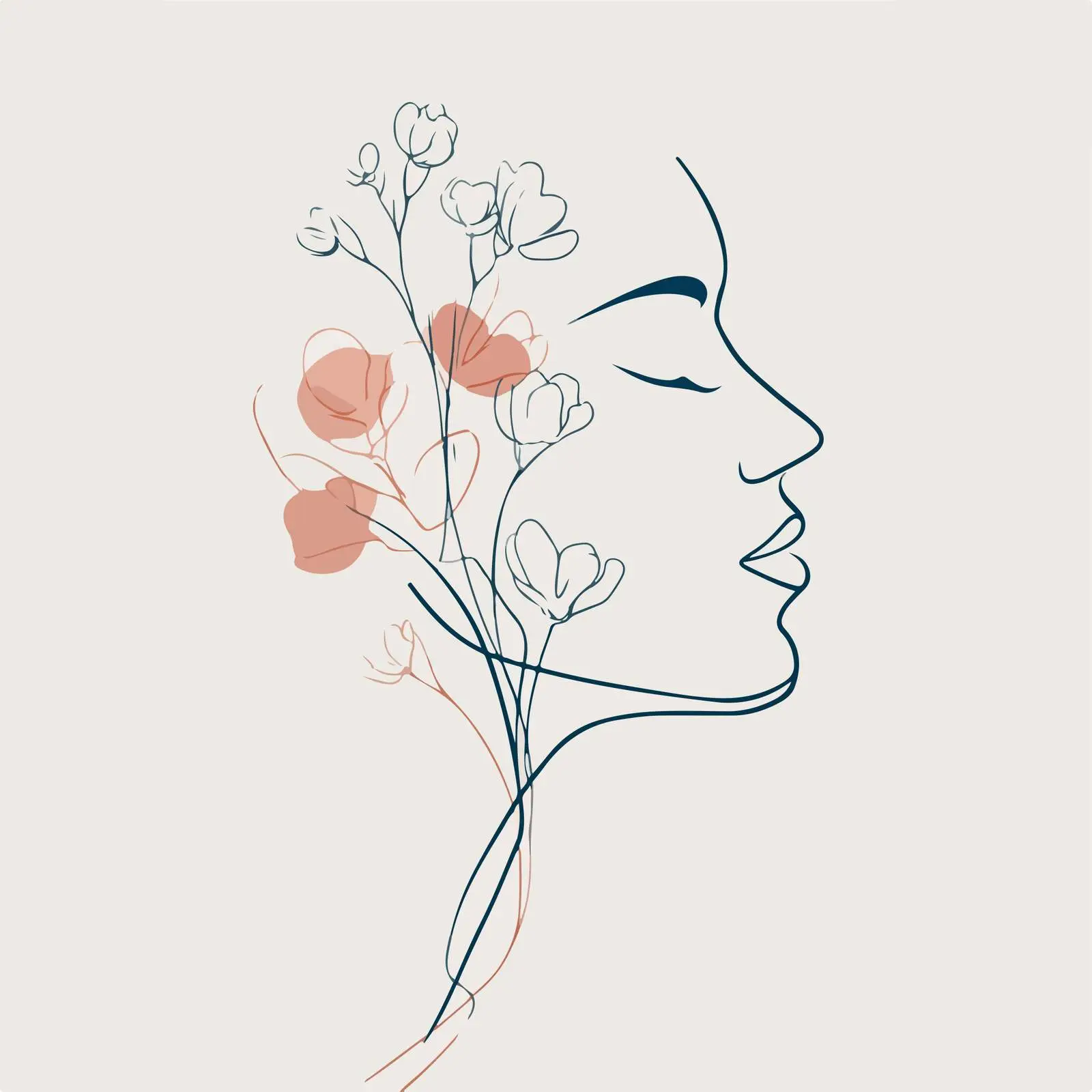 Minimal Flower Head Contour Art — free download from Dotvec