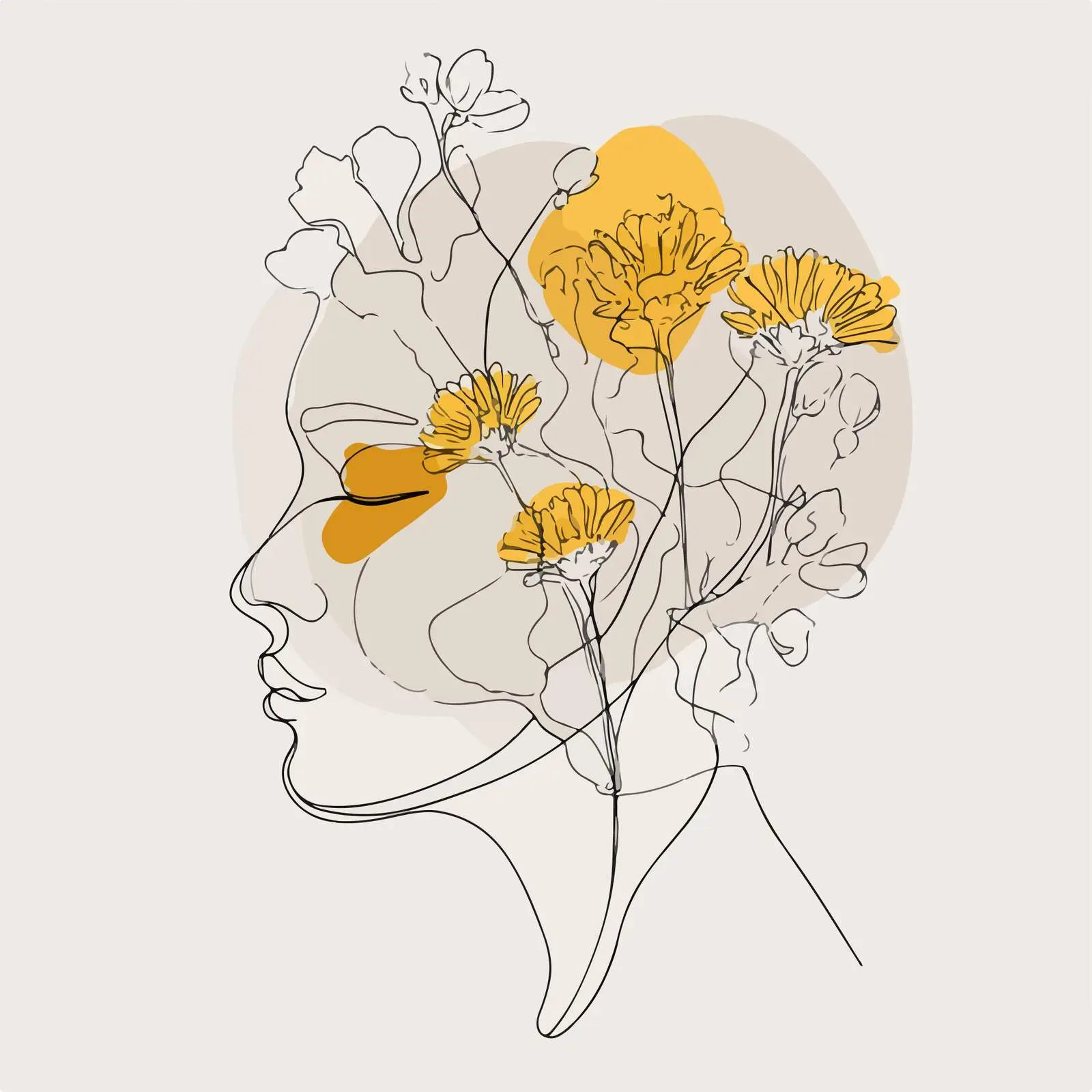 Elegant Floral Head Continuous Line Art — free download from Dotvec