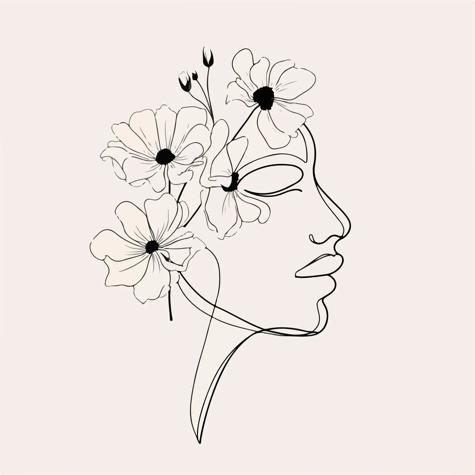 Continuous Line Art with Blooming Flowers — free download from Dotvec