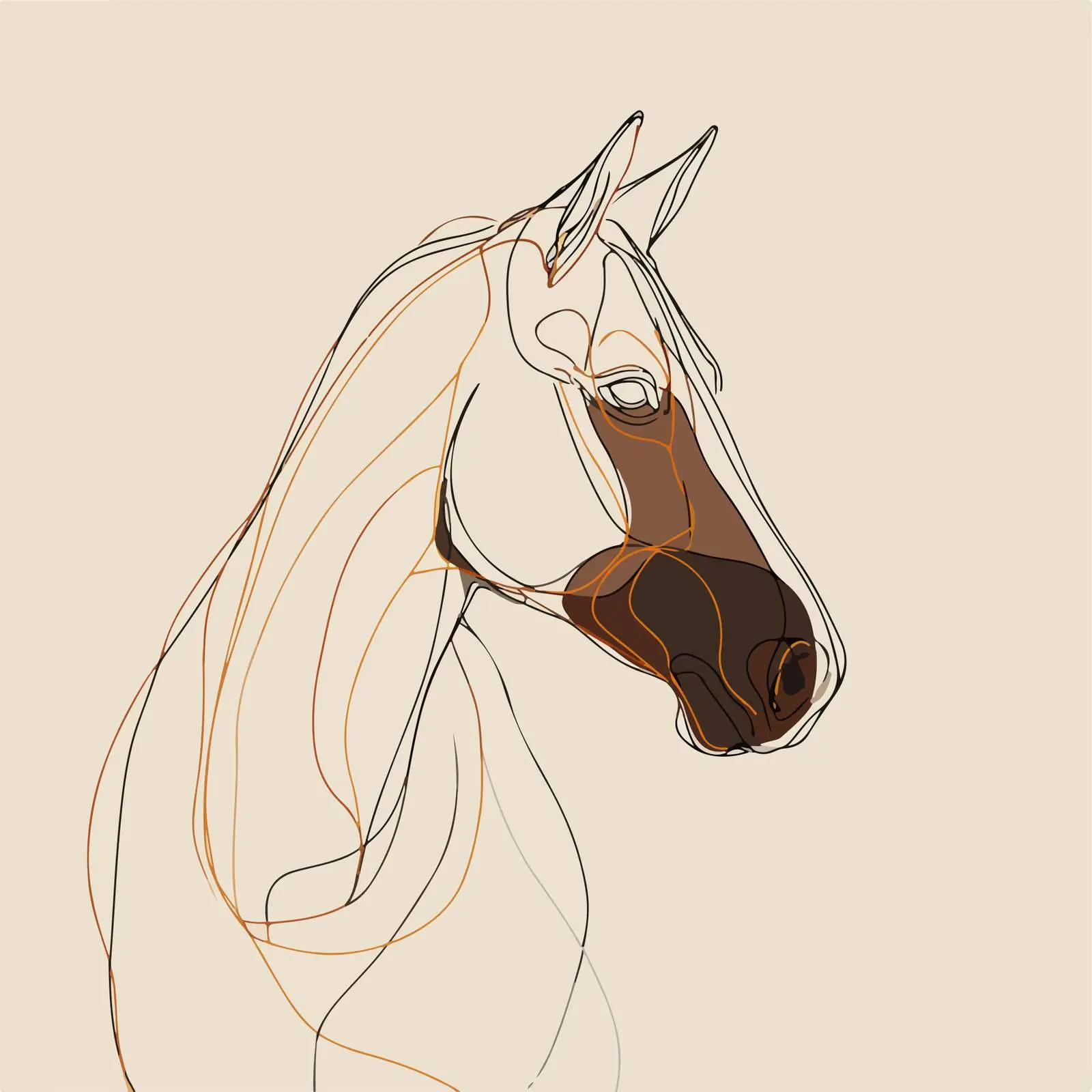 Minimal Horse Head Line Art — free download from Dotvec