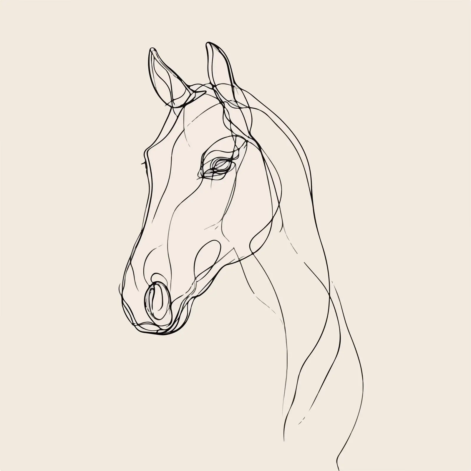 Elegant Horse Head Line Art — free download from Dotvec