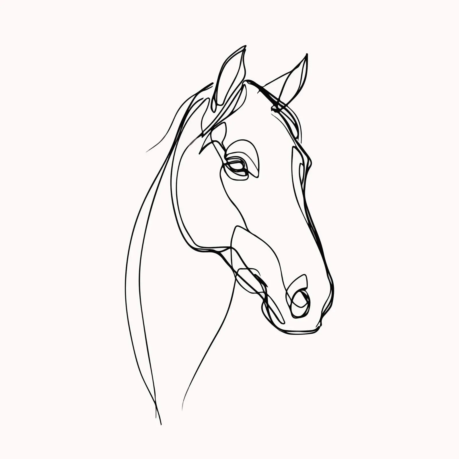Elegant Horse Head Line Art — free download from Dotvec