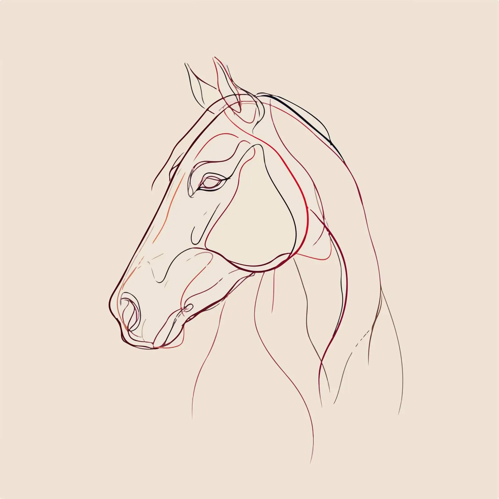 Minimal Horse Head Line Art — free download from Dotvec