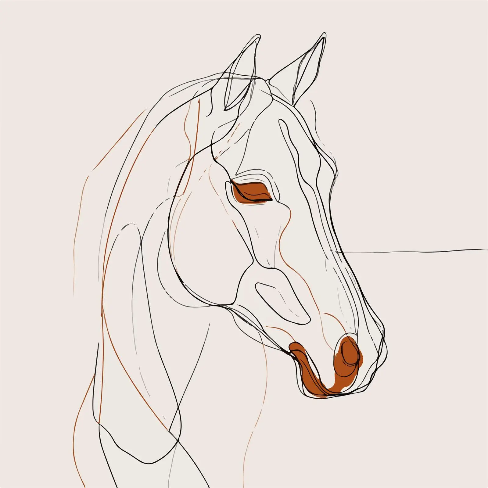 Elegant Horse Head Line Art — free download from Dotvec