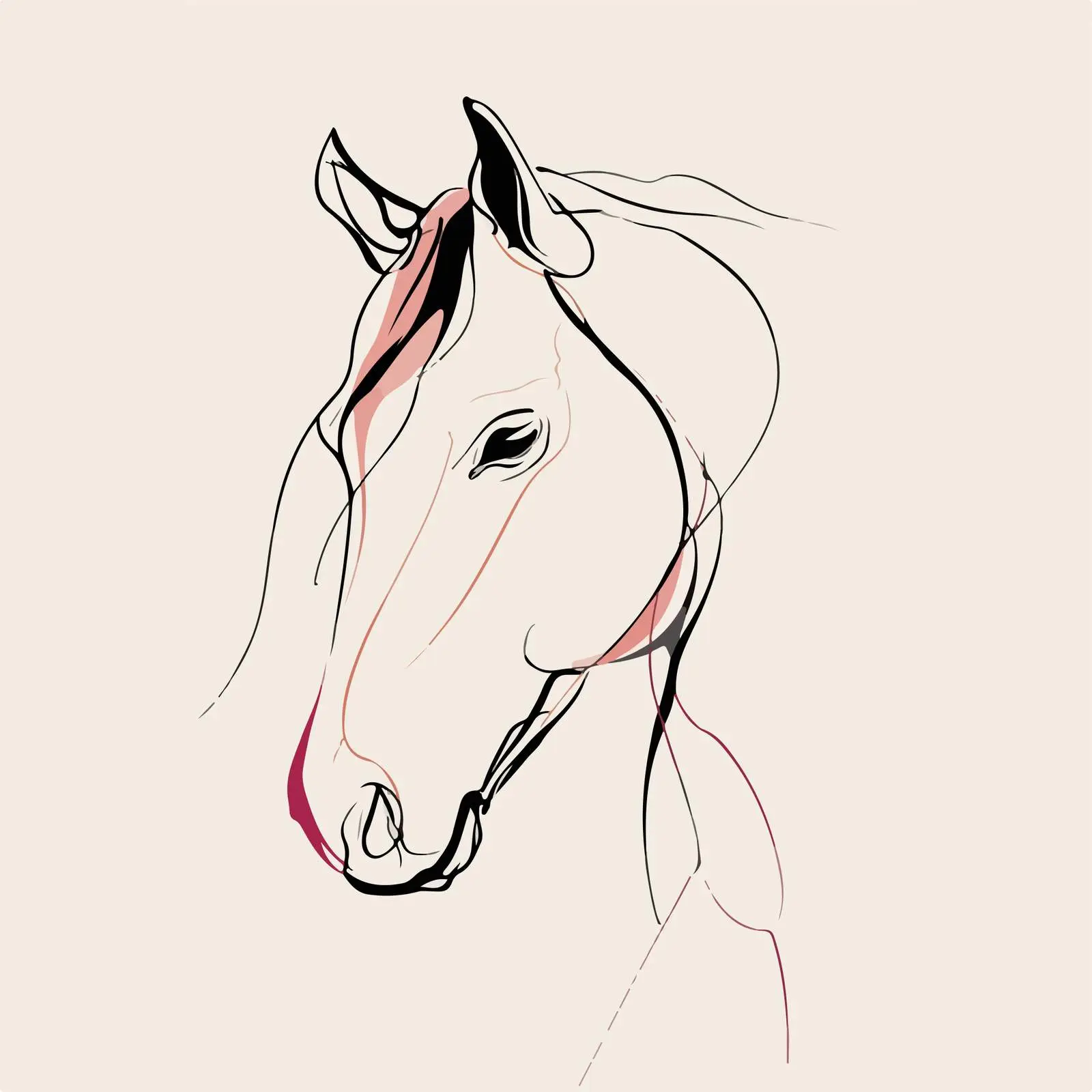 Elegant Horse Head Line Art — free download from Dotvec