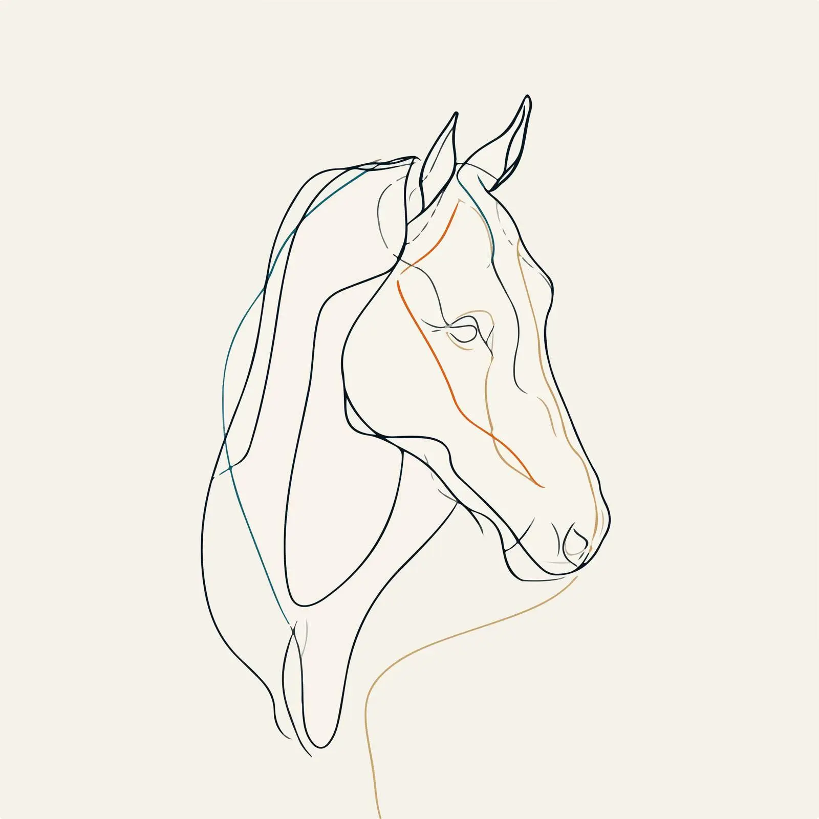 Simple Horse Head Line Drawing — free download from Dotvec