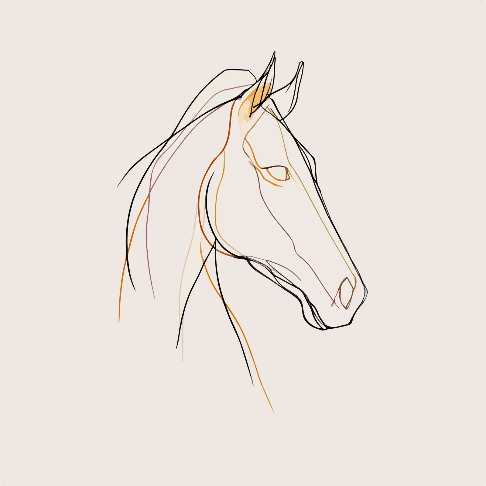 Elegant Horse Head Line Art — free download from Dotvec