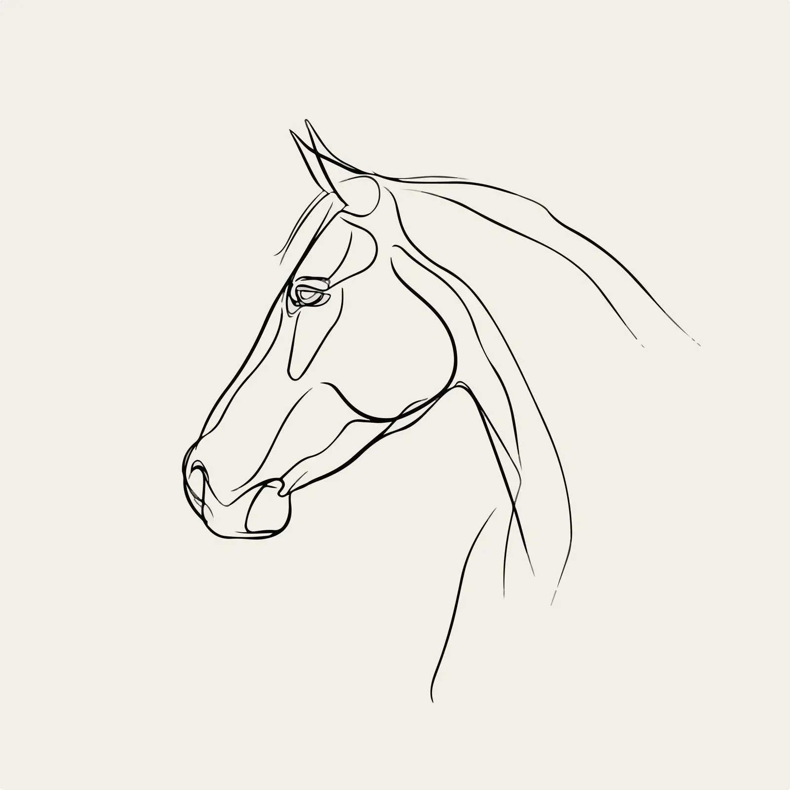Elegant Horse Head Line Art — free download from Dotvec