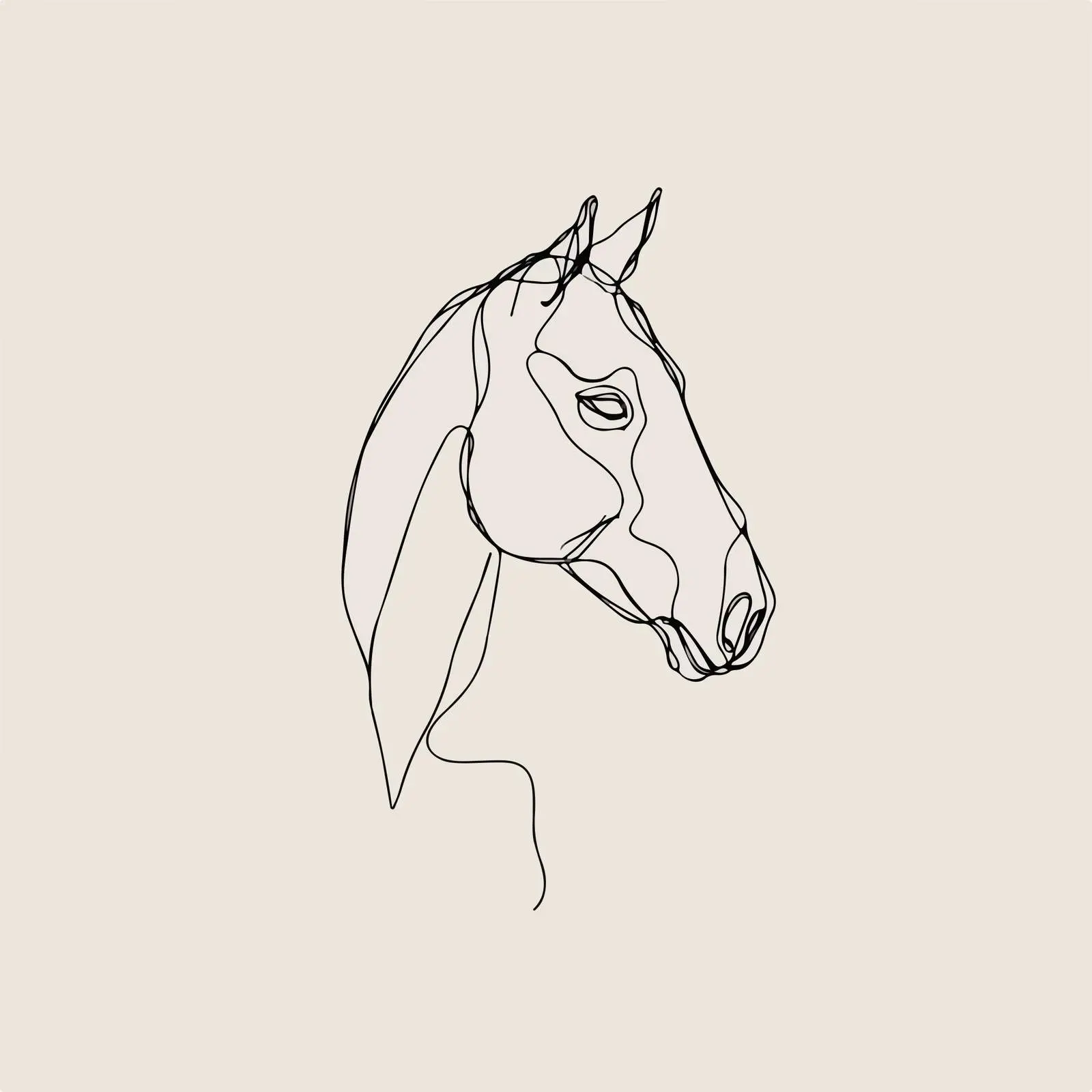 Minimal Horse Head Line Art — free download from Dotvec