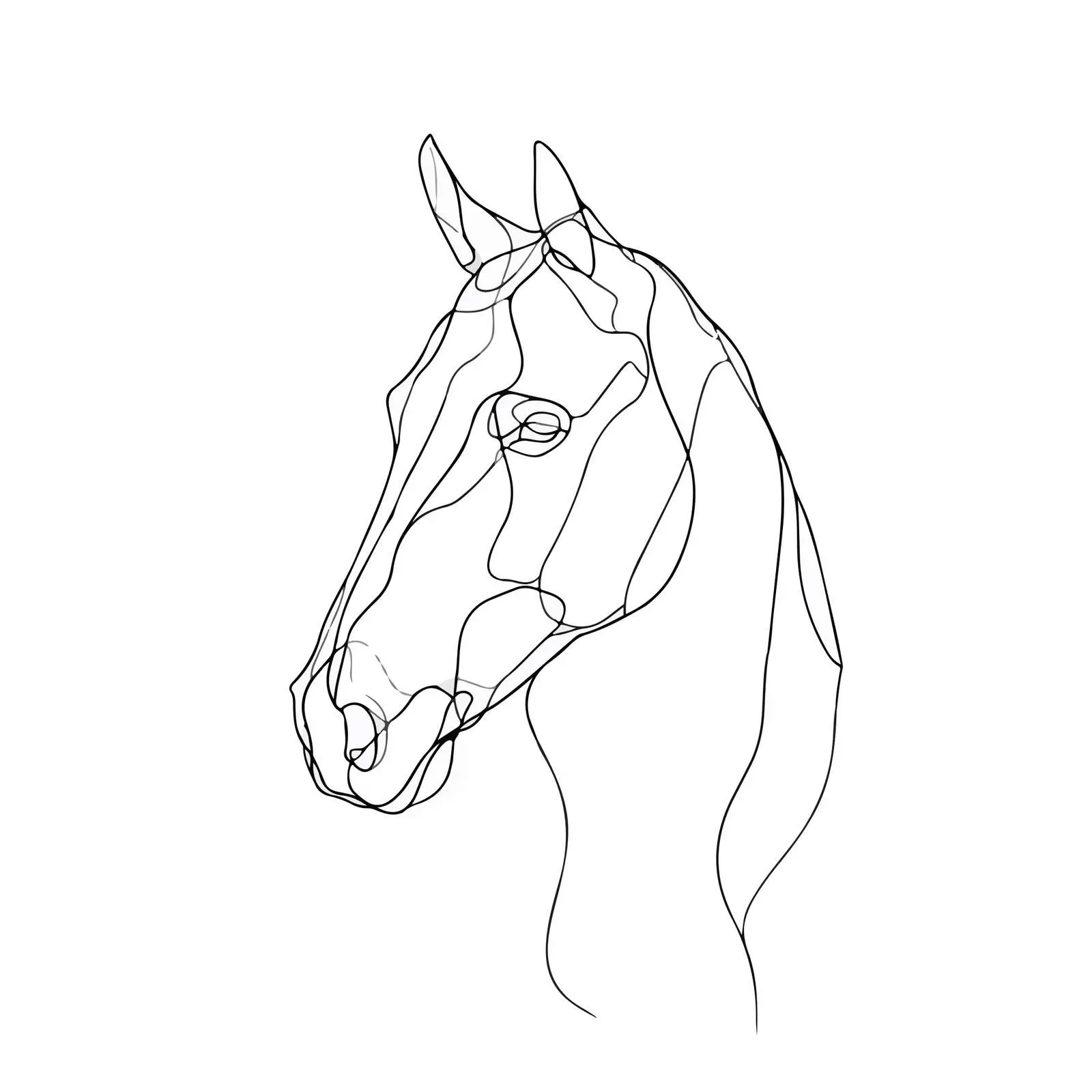 Elegant Horse Head Line Art — free download from Dotvec