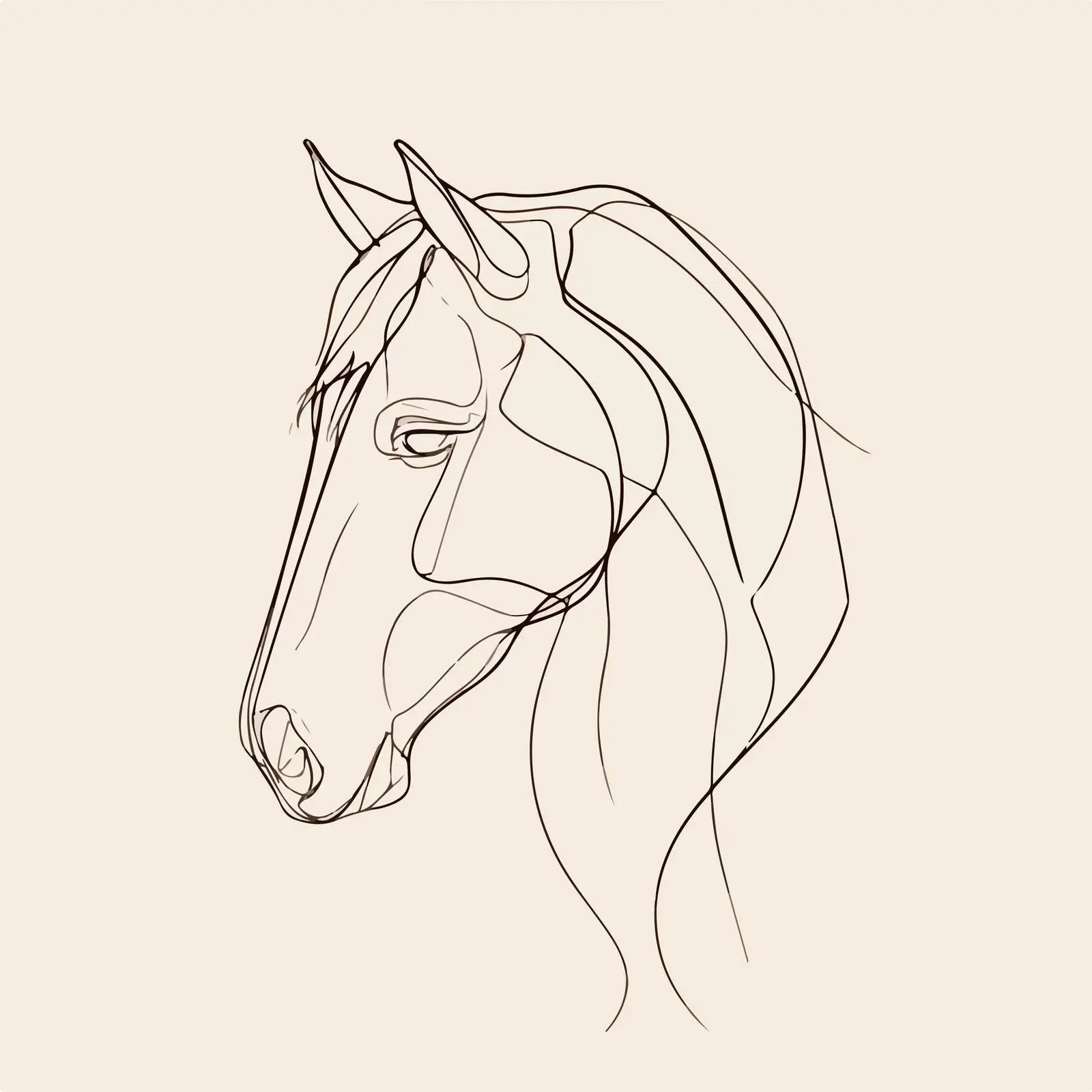 Elegant Horse Head Line Art — free download from Dotvec