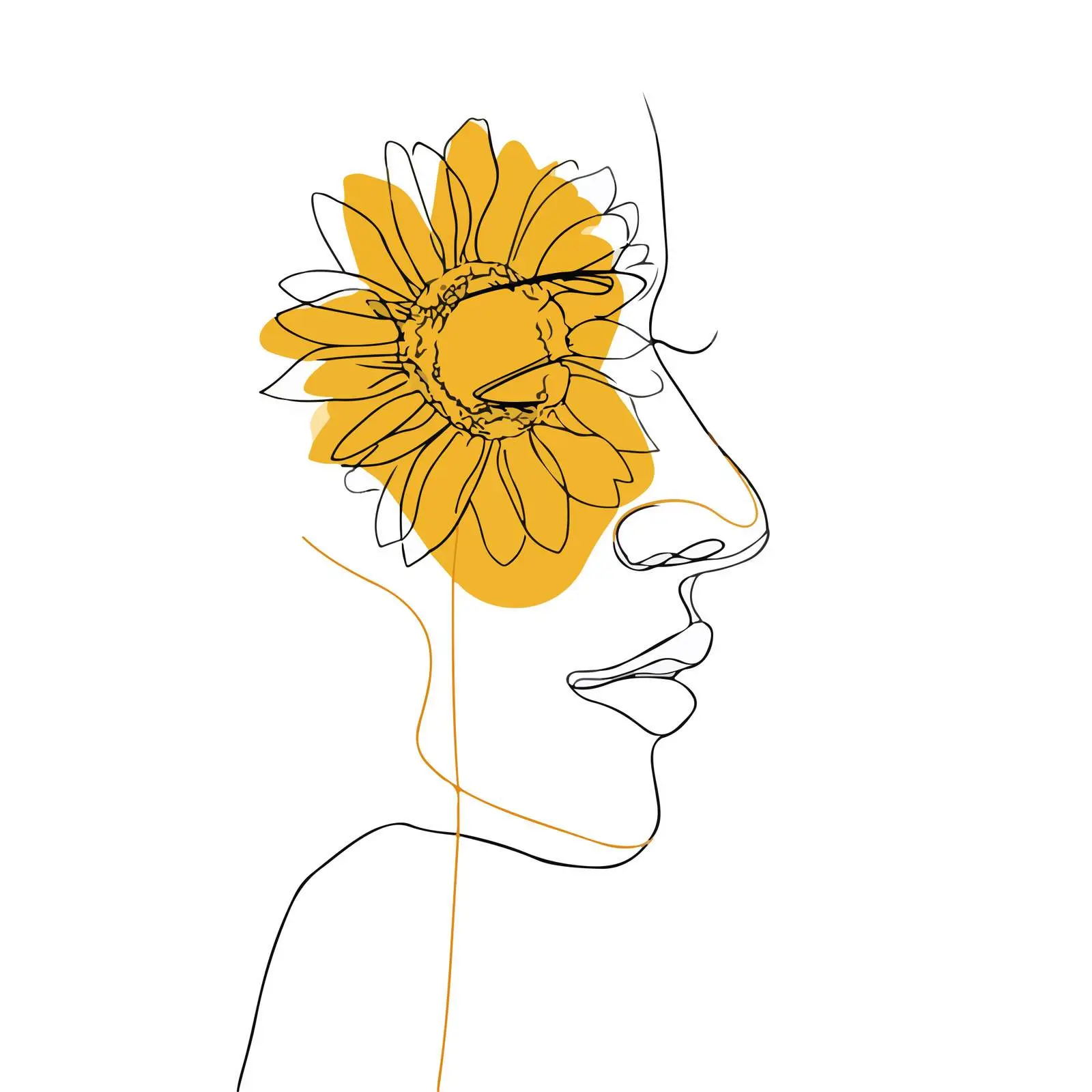Human Face Sunflower Line Art — free download from Dotvec