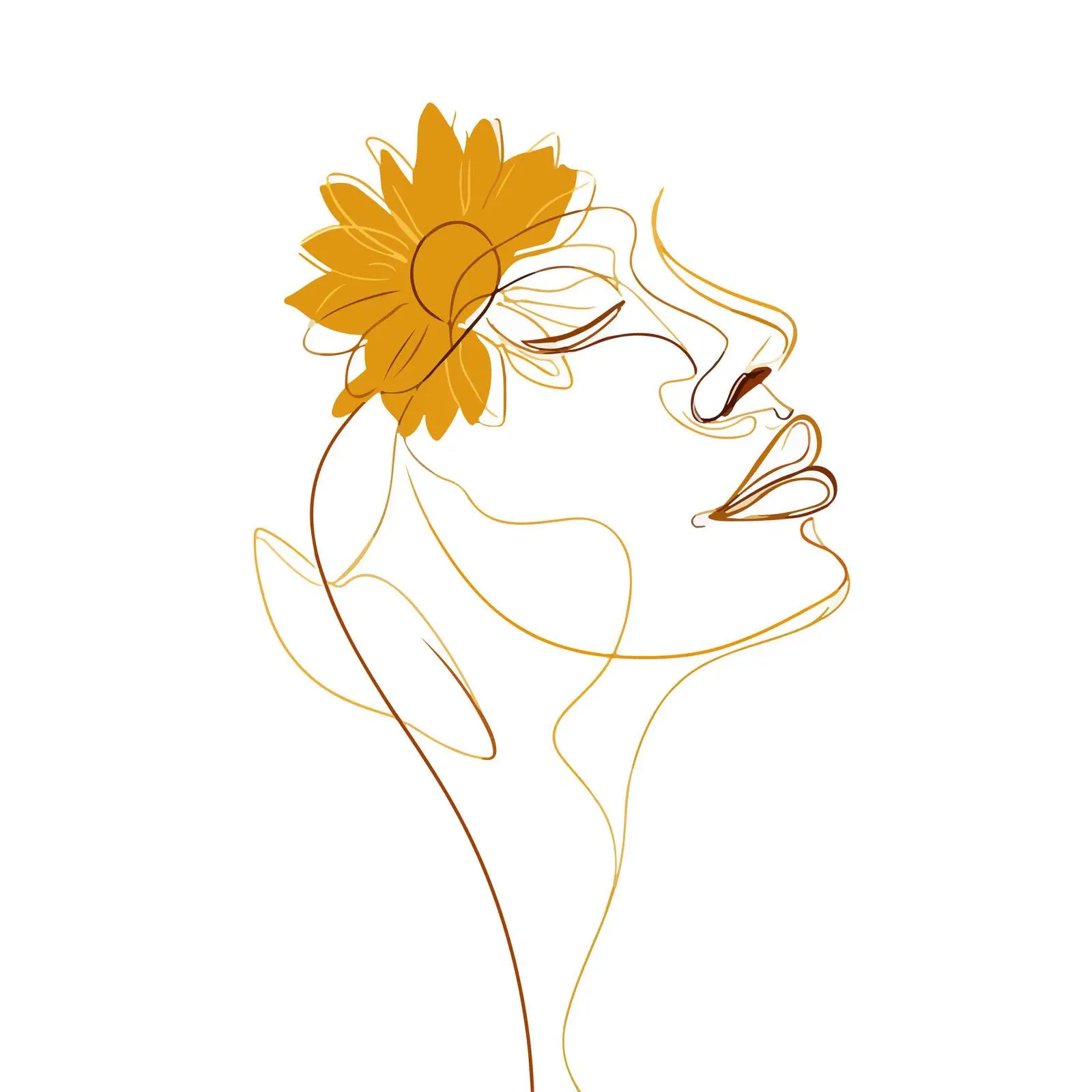 Minimal Sunflower Face Line Art — free download from Dotvec