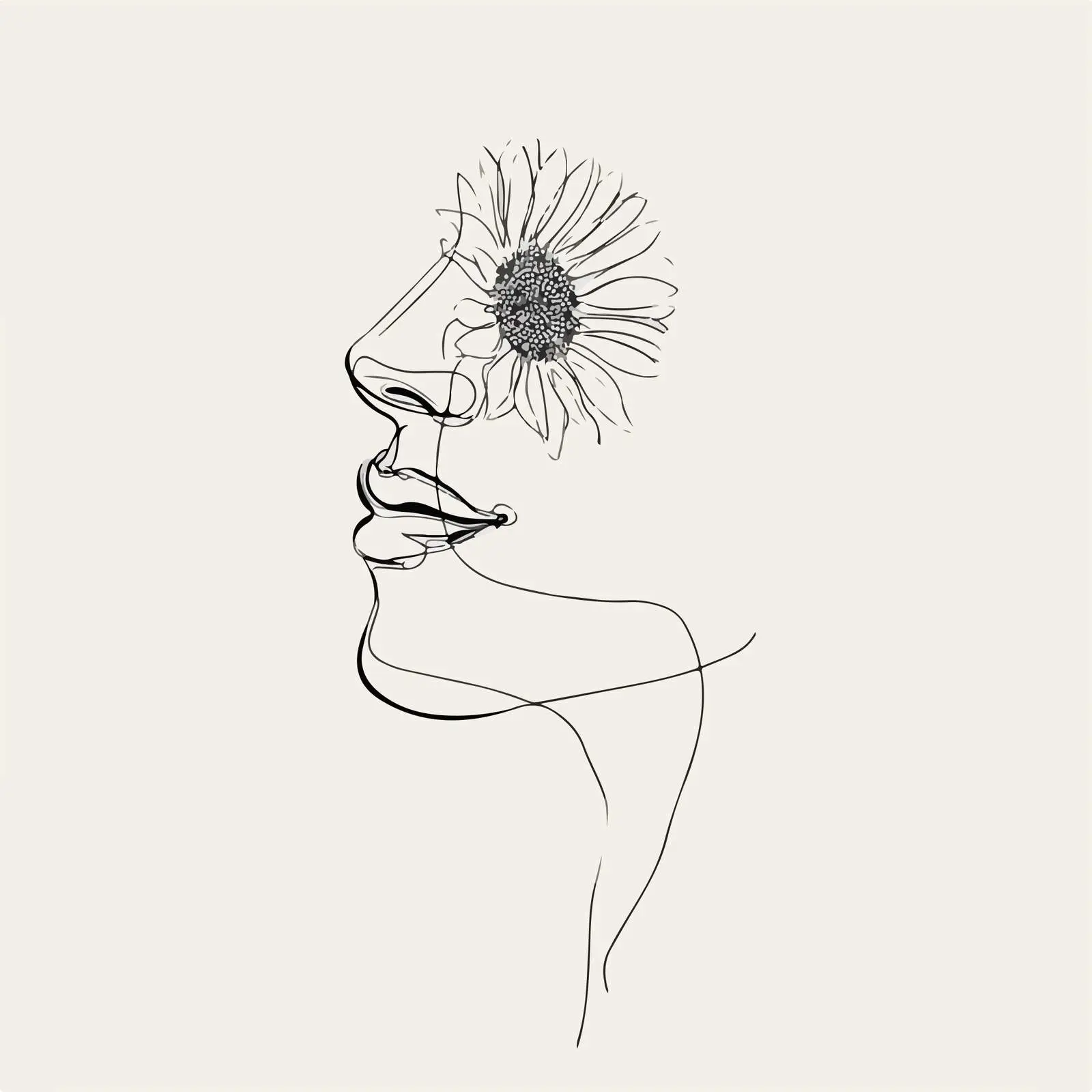 Minimal Sunflower Face Line Art — free download from Dotvec