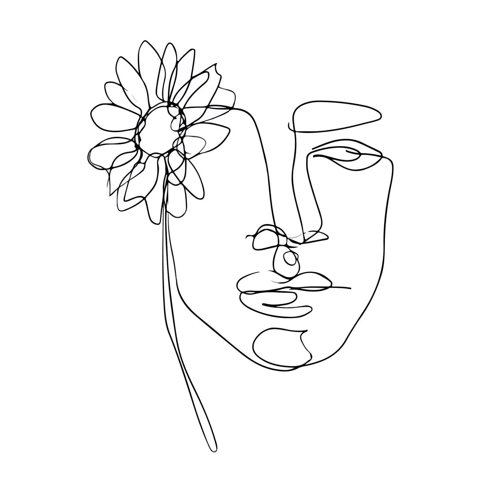 Minimal Sunflower Face Line Art — free download from Dotvec