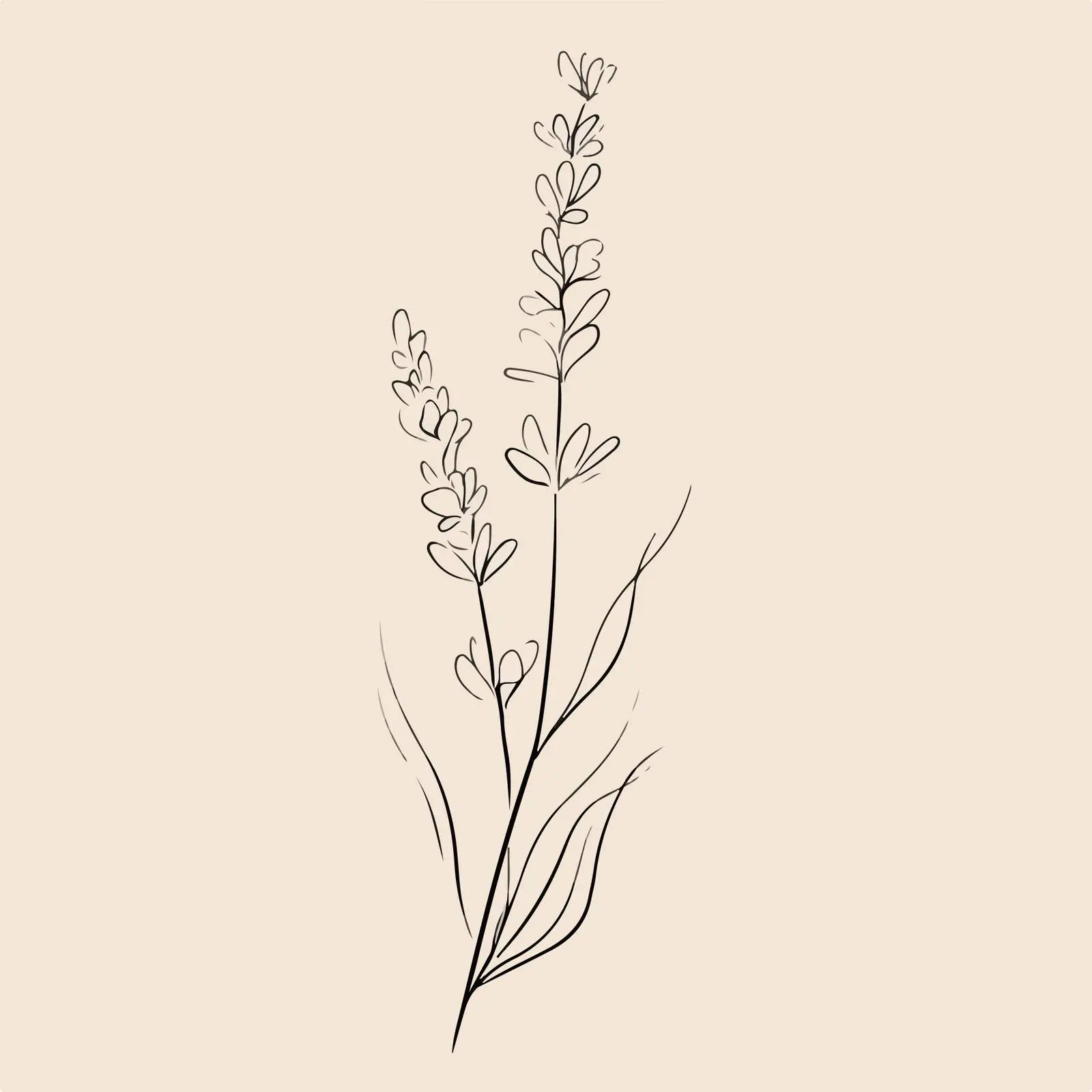 Minimal Lavender Branch Line Art — free download from Dotvec