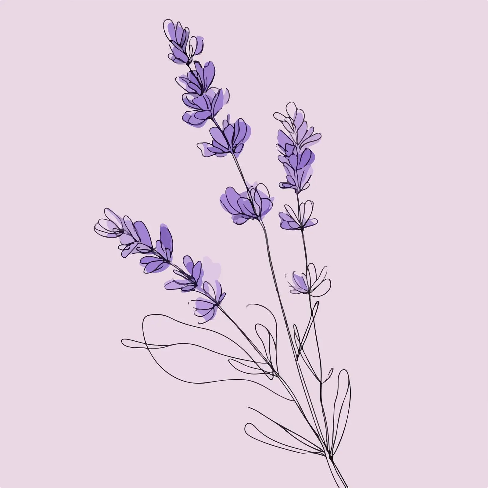 Lavender Branch Line Art — free download from Dotvec