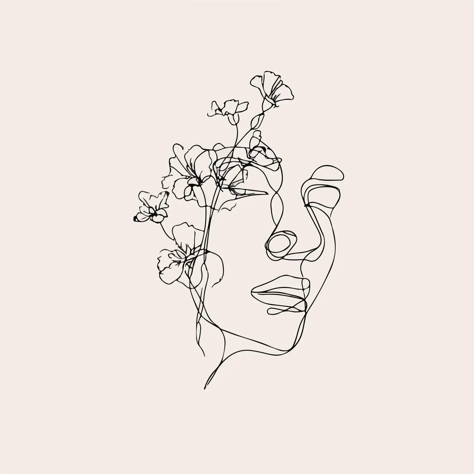 Elegant Minimalist Line Art Face Illustration — free download from Dotvec