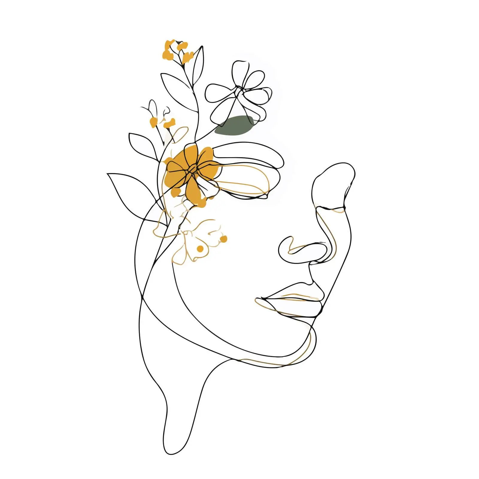 Elegant Face with Floral Accents — free download from Dotvec