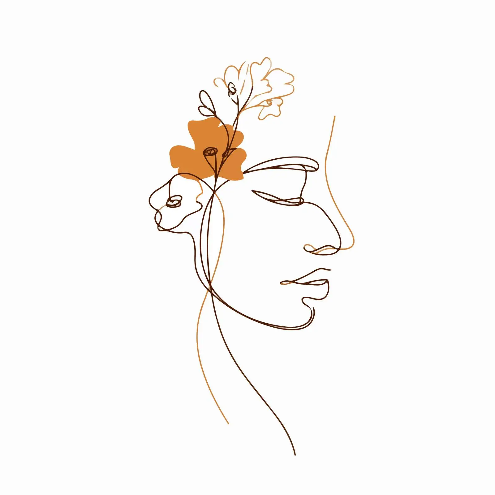 Minimalist Face with Floral Accents — free download from Dotvec