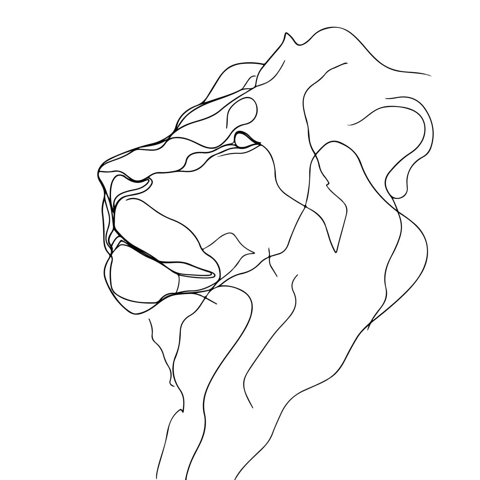 Lion Head Continuous Line Art — free download from Dotvec