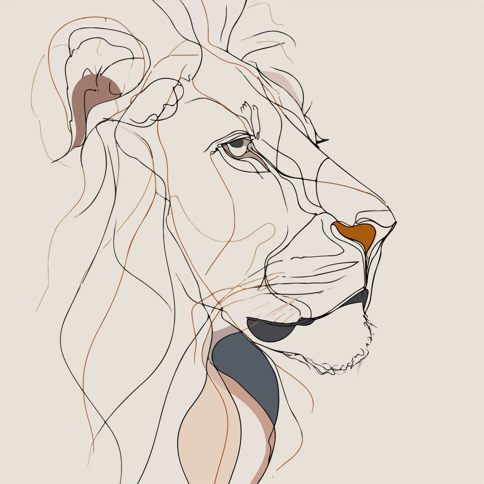Minimal Lion Head Line Art — free download from Dotvec