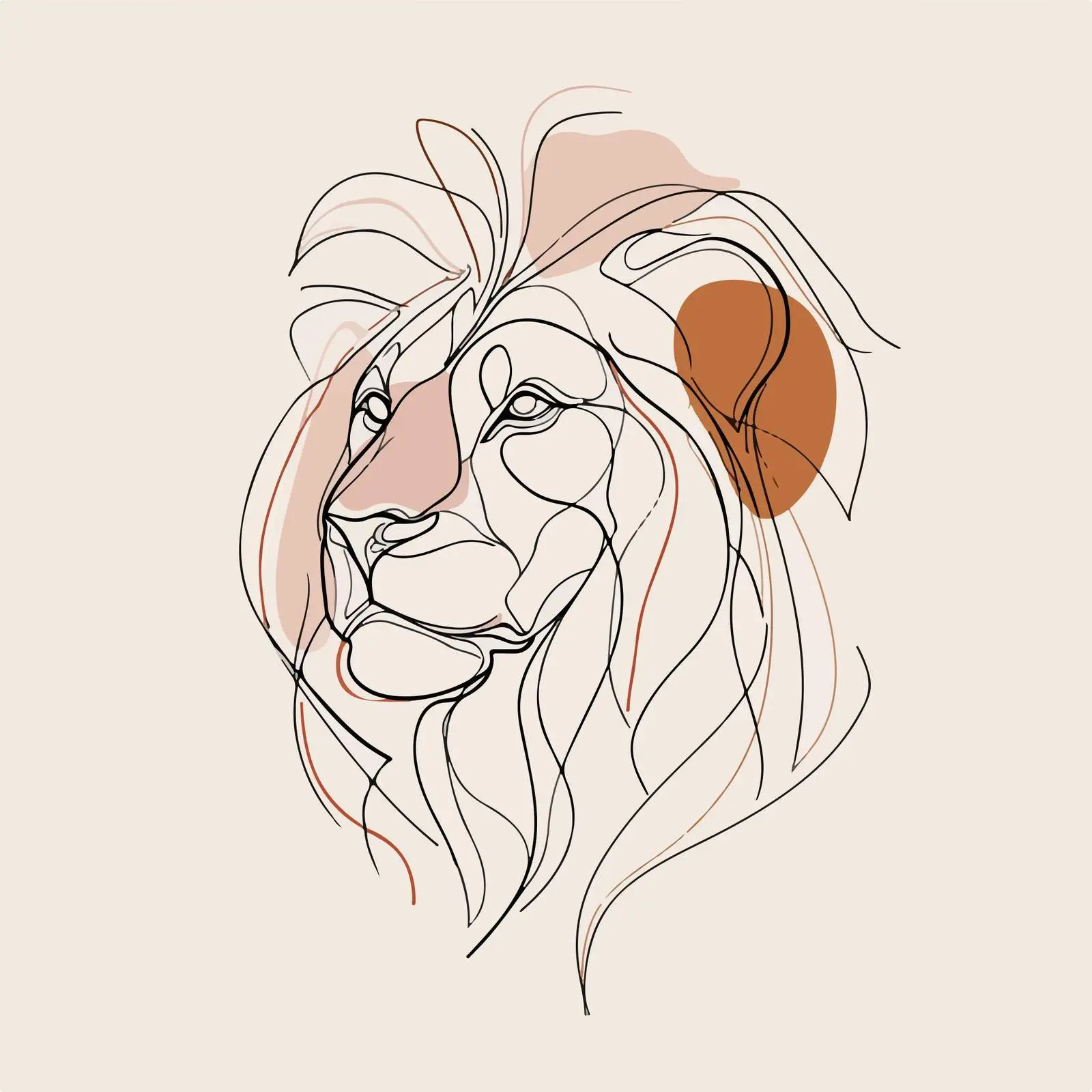 Minimal Lion Head Line Art Portrait — free download from Dotvec