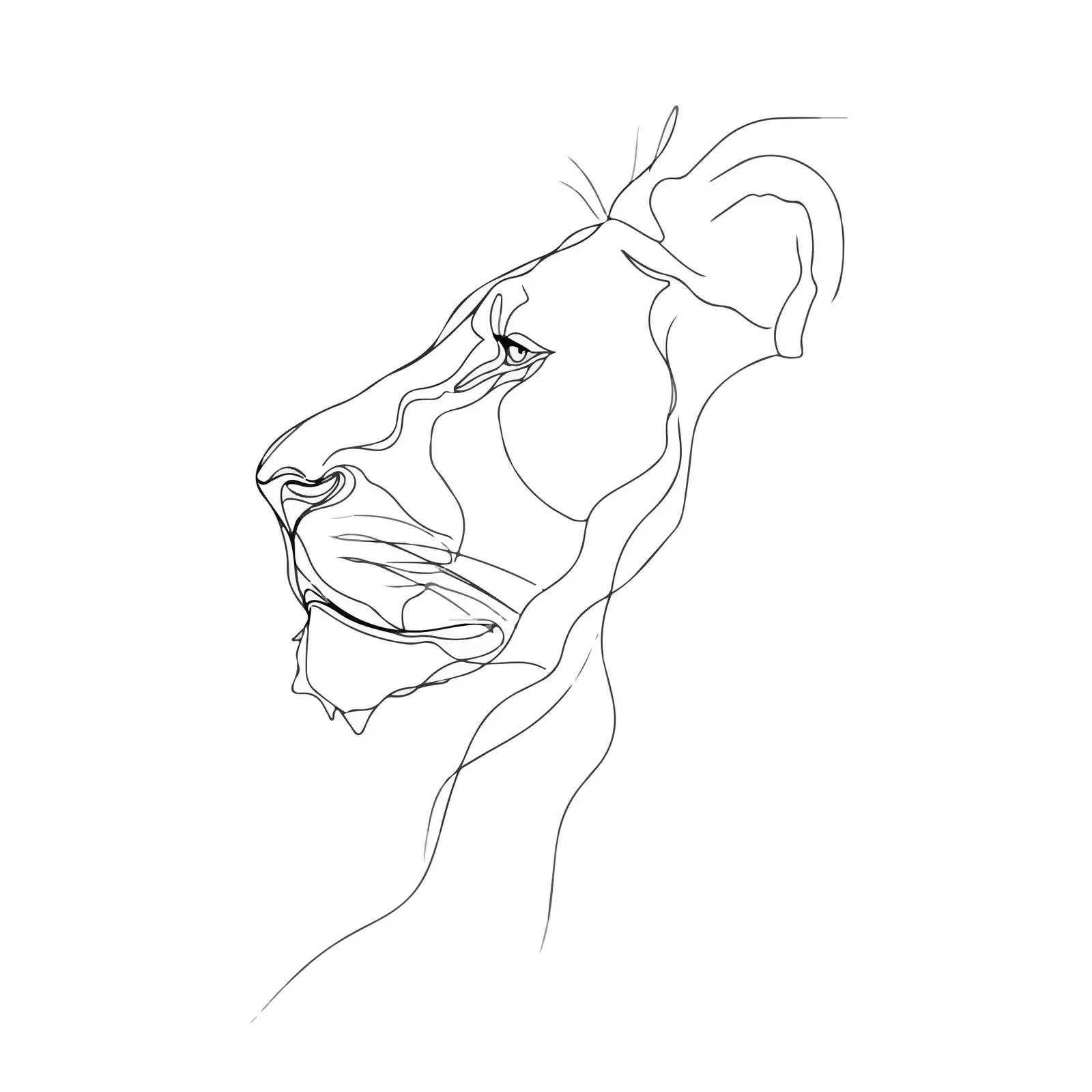 Minimal Lion Head Line Art — free download from Dotvec