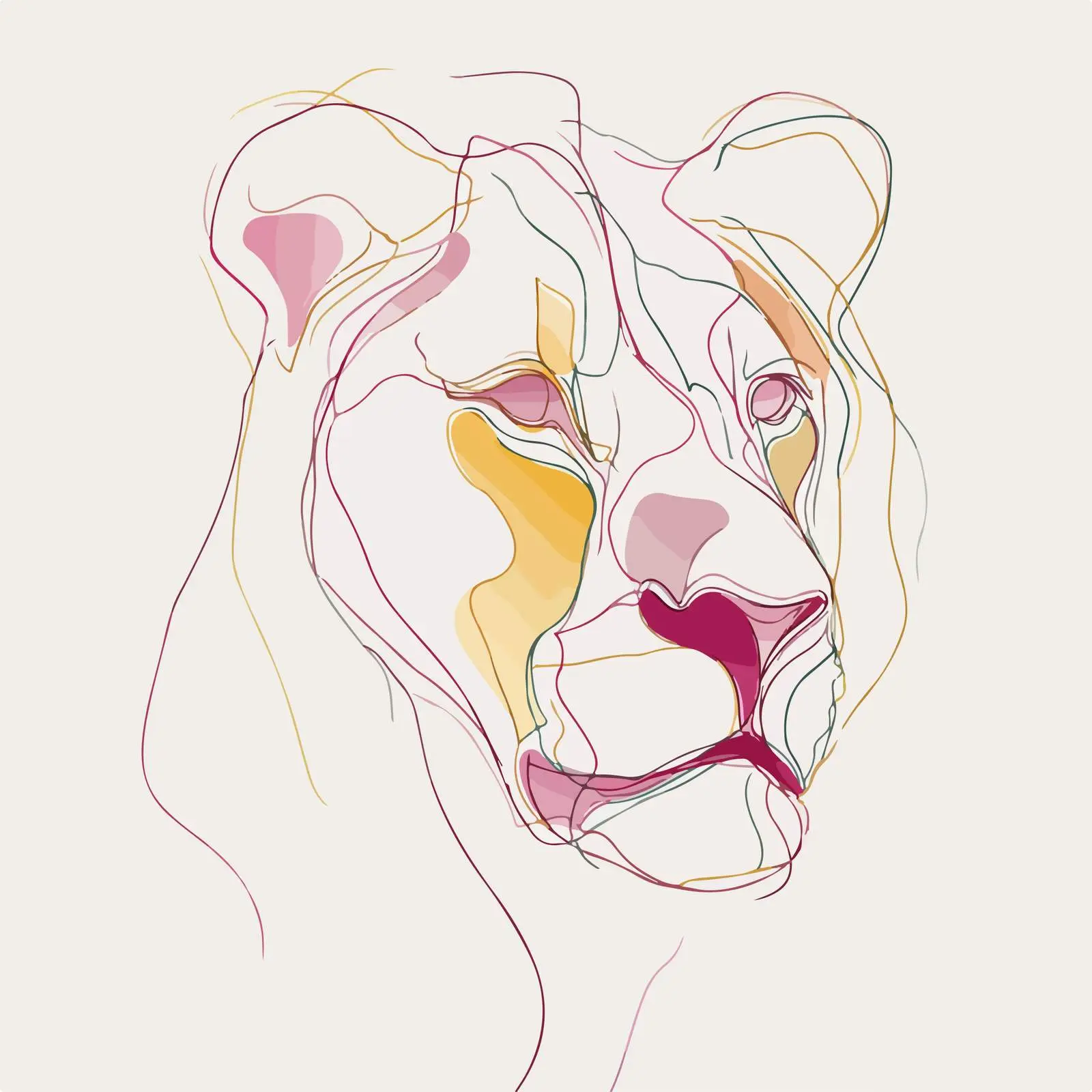 Minimal Lion Head Line Art — free download from Dotvec