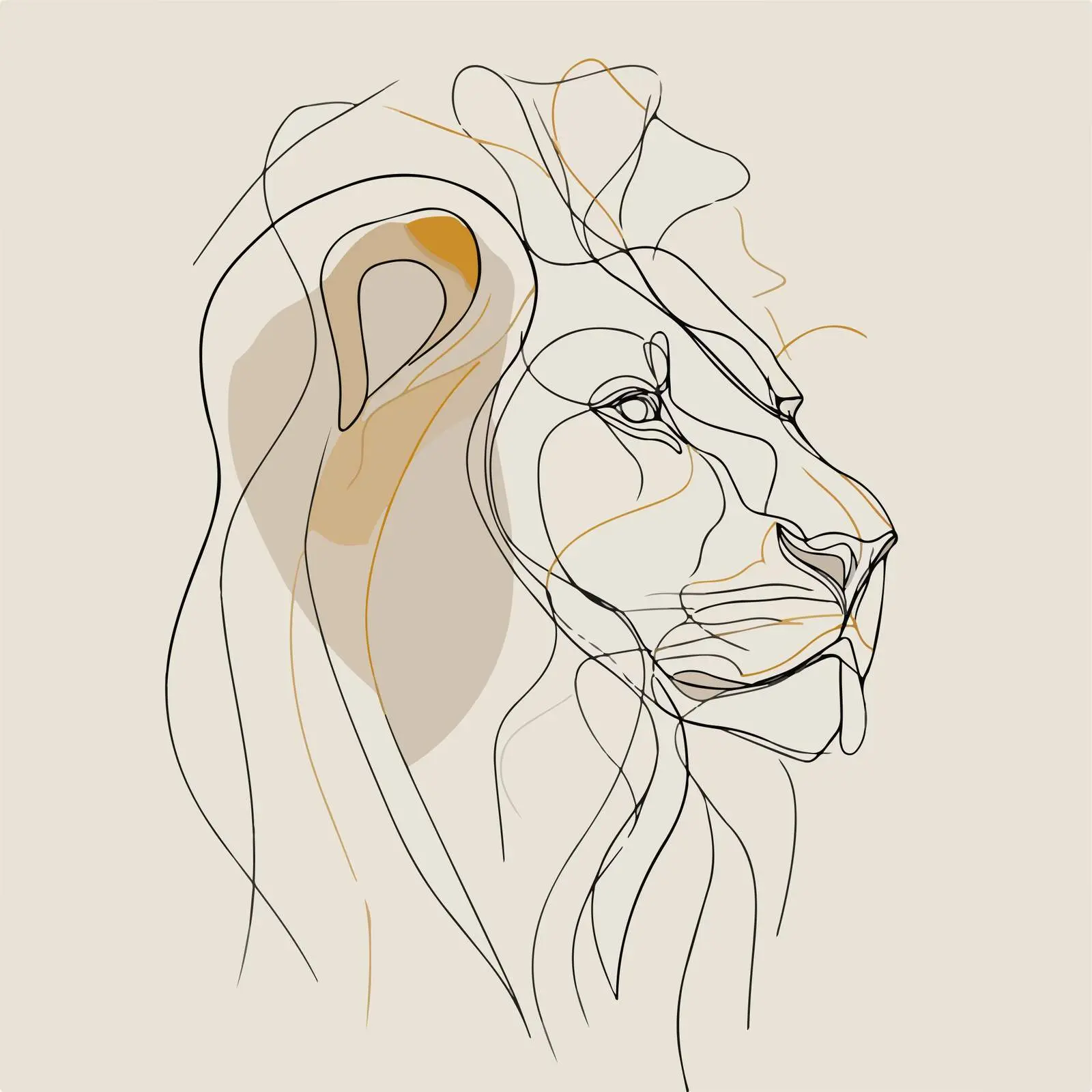 Lion Head Minimal Line Art — free download from Dotvec