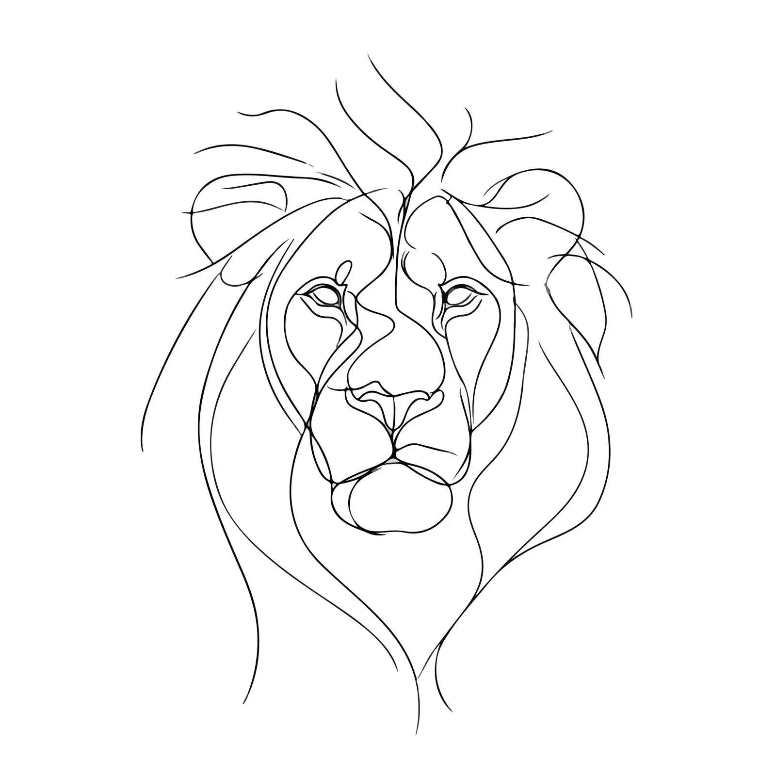 Minimal Lion Head Line Art — free download from Dotvec
