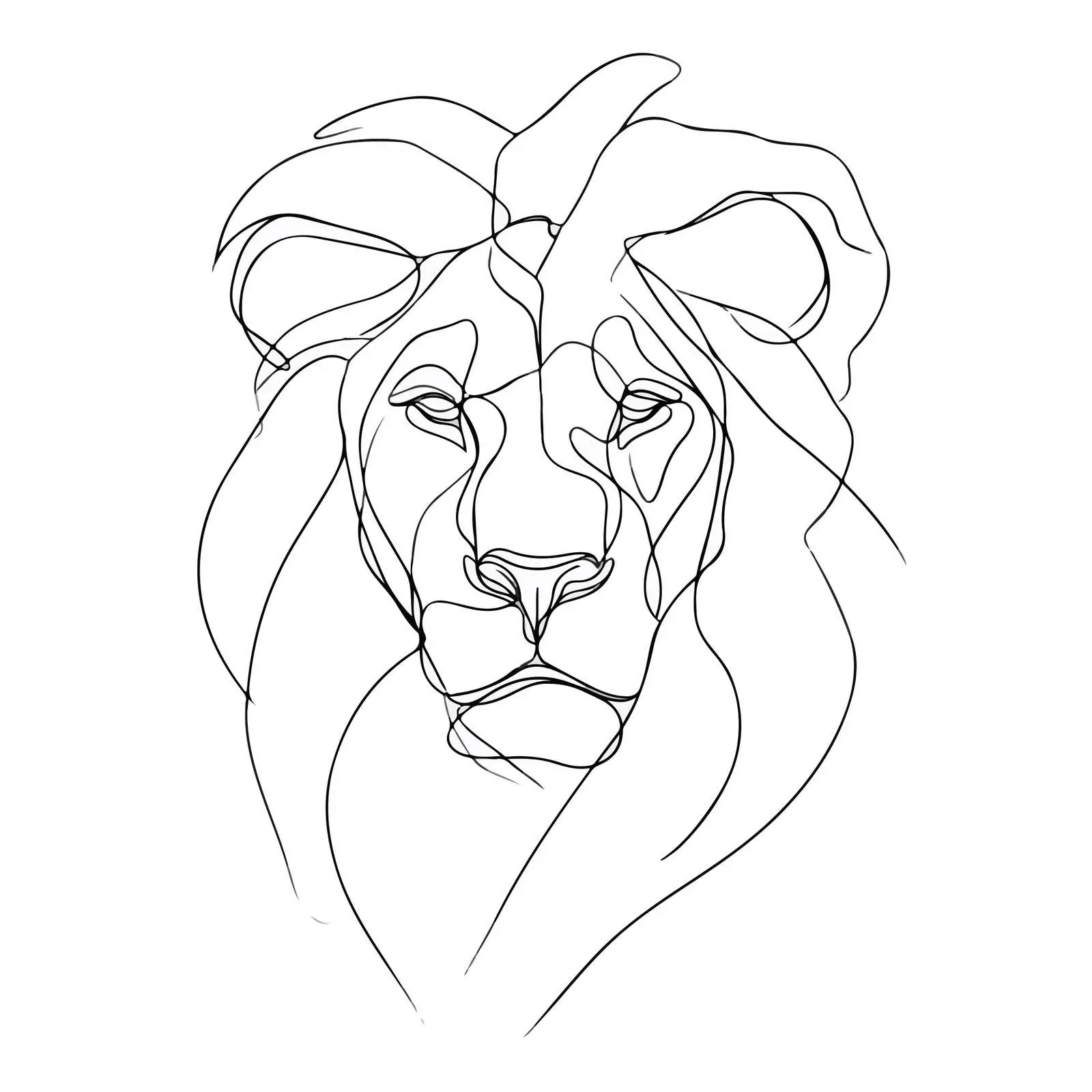 Minimal Lion Head Line Art — free download from Dotvec