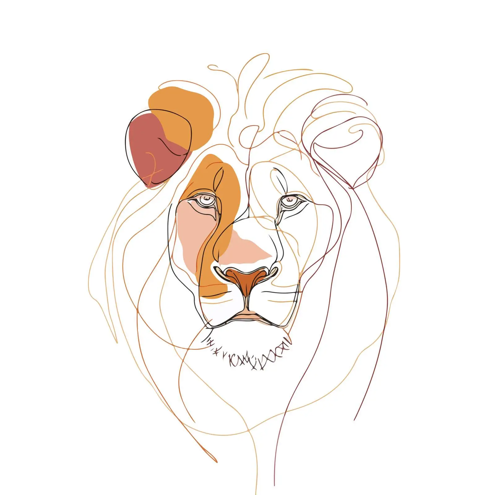 Minimal Lion Head Continuous Line Art — free download from Dotvec