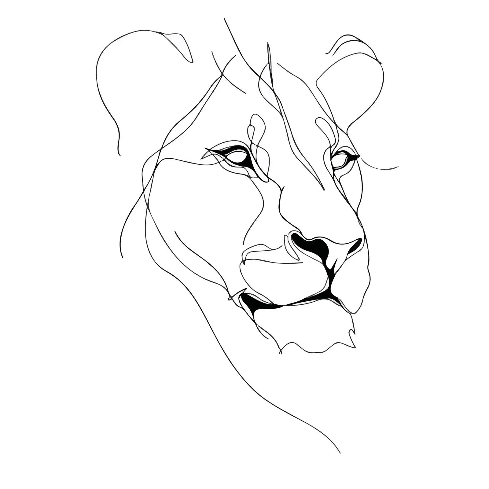 Sleek Lion Head Line Art — free download from Dotvec