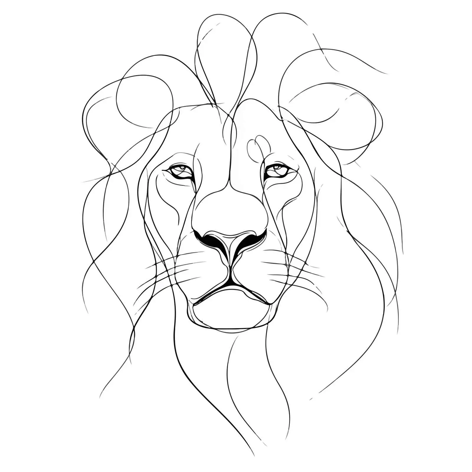 Lion Head Continuous Line Art — free download from Dotvec
