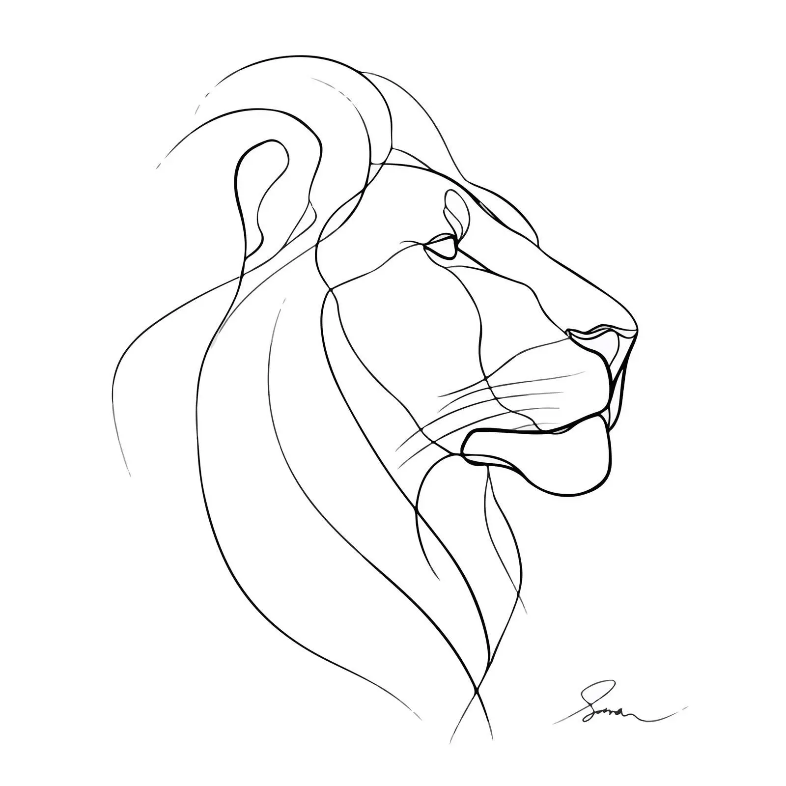 Lion Head Continuous Line Art — free download from Dotvec