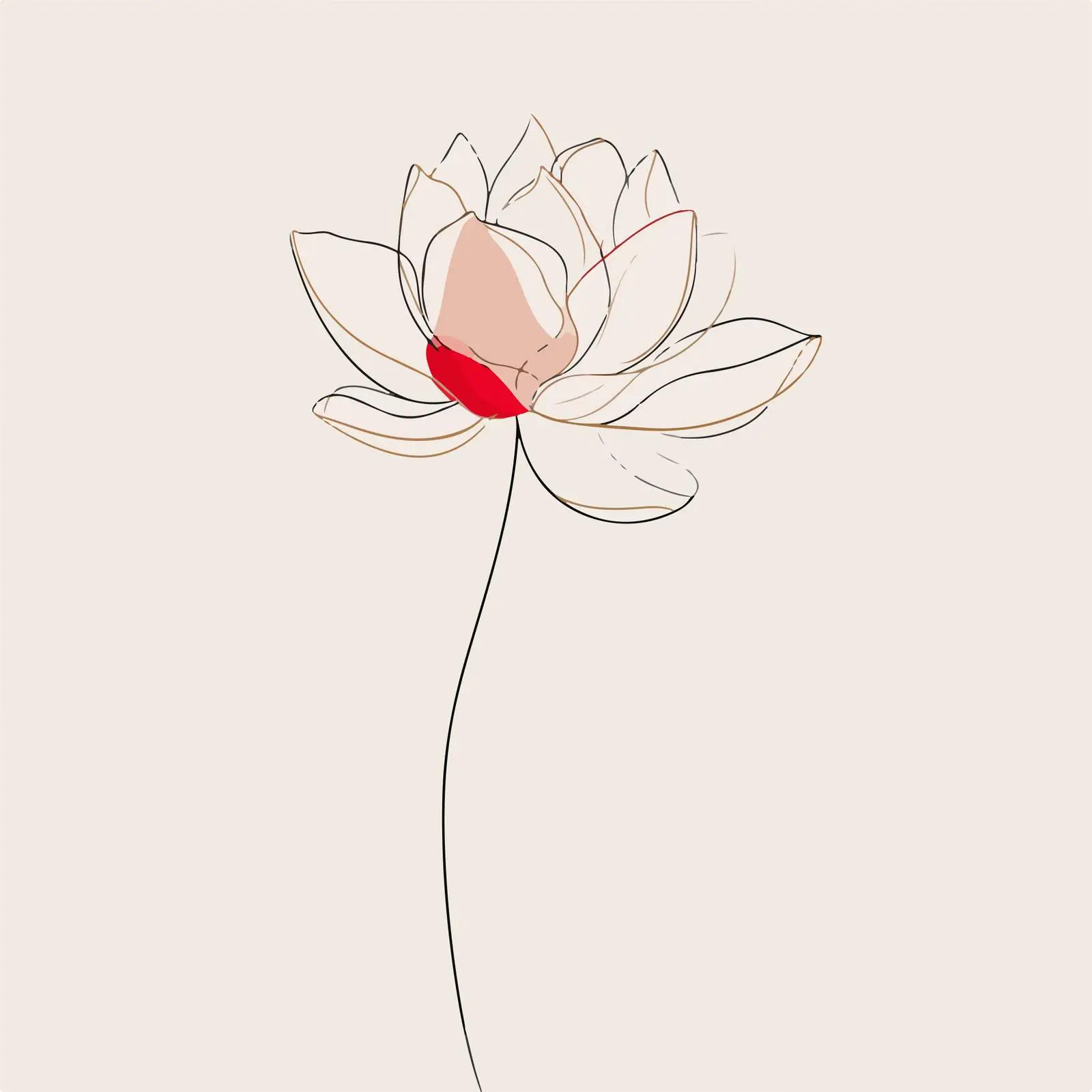 Lotus Flower Line Art Vector Illustration — free download from Dotvec